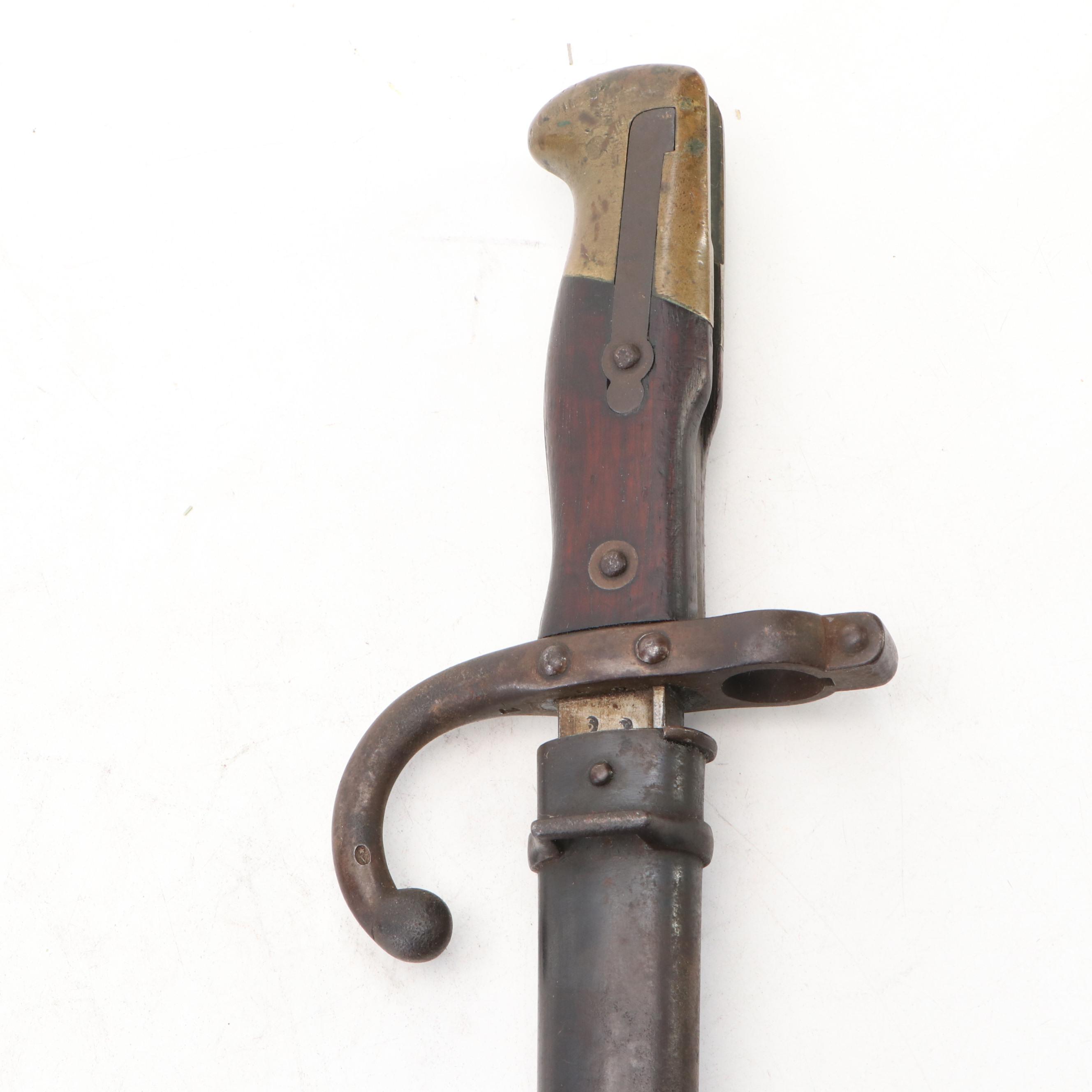 St. Étienne French M1874 Gras Bayonet with Scabbard, 1878
