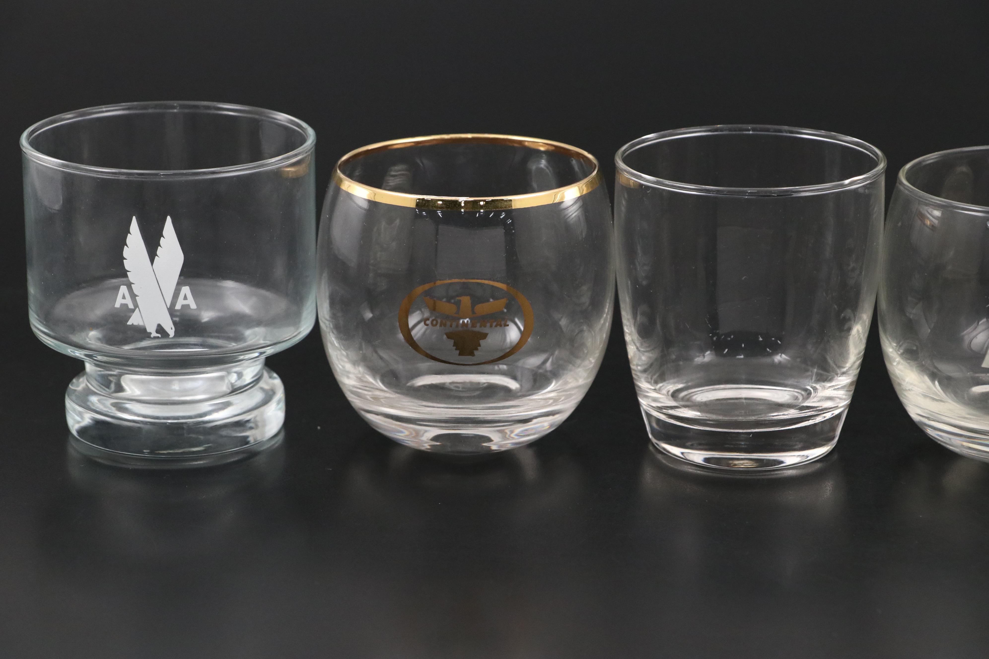 American Airline and Continental Airlines with Other Cocktail Glasses