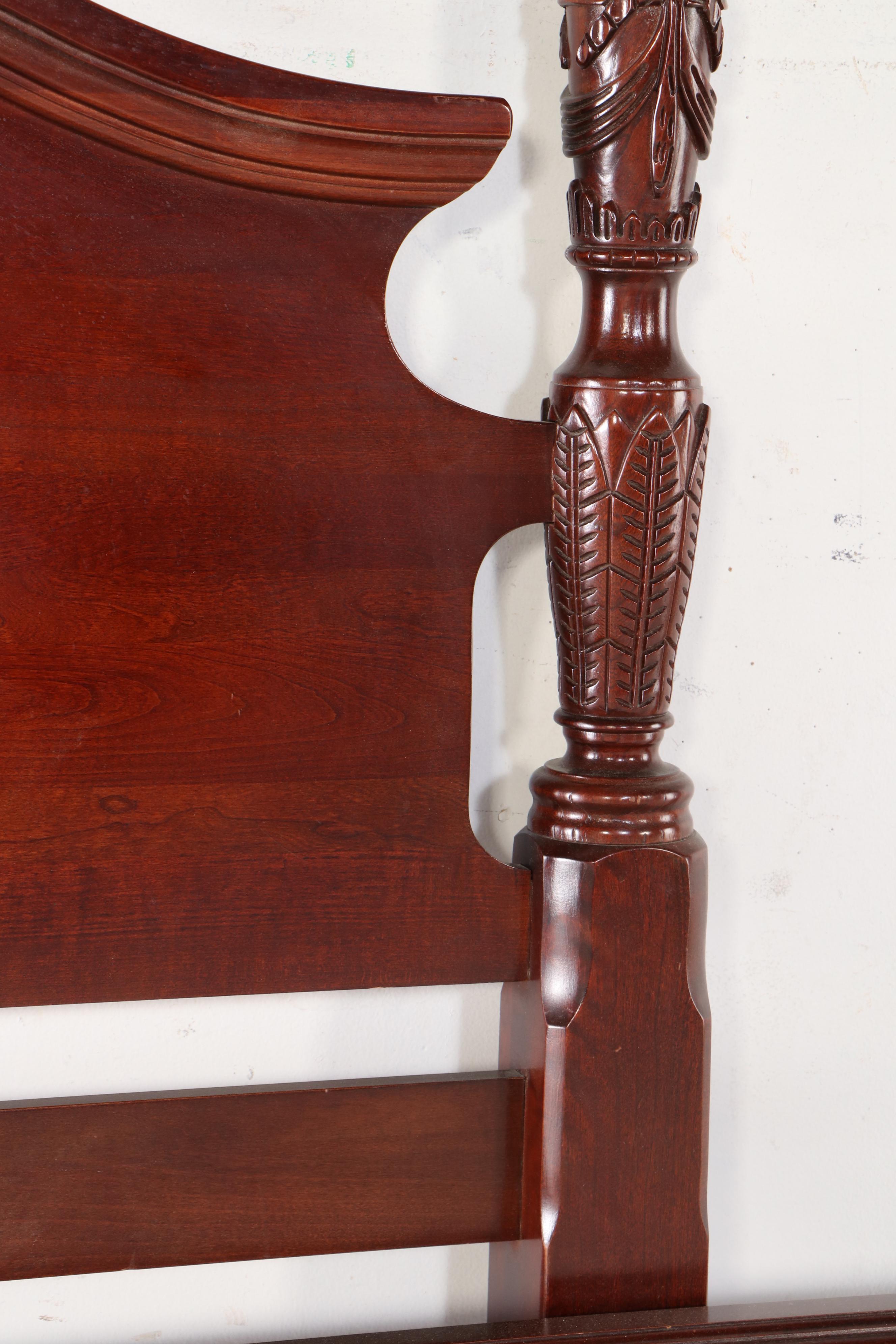 American Federal Style Mahogany Four Poster Rice Queen Bed, Mid to Late 20th C.