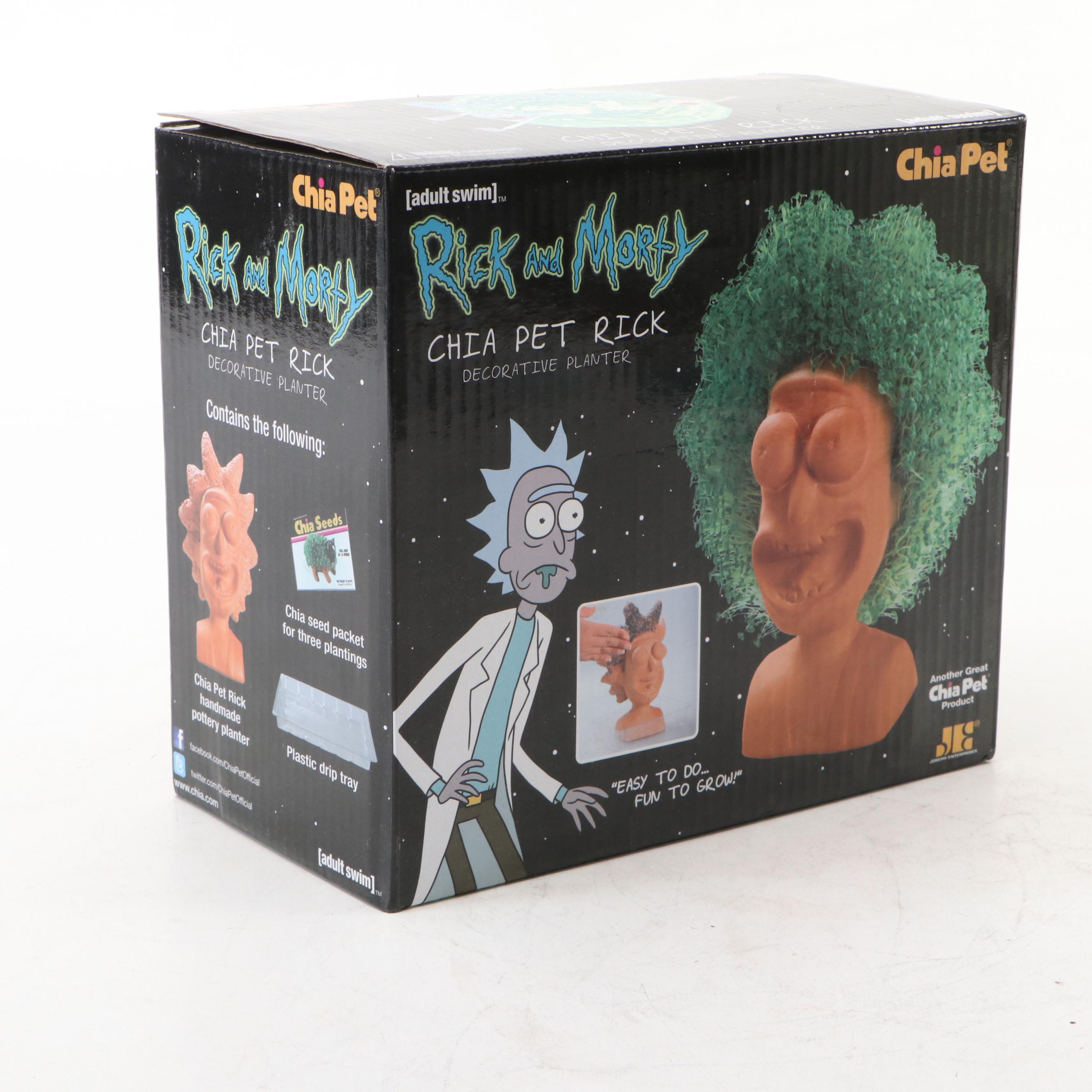 Chia Pet "Rick and Morty" Planter Set with Ceramic Turtle Tissue Box