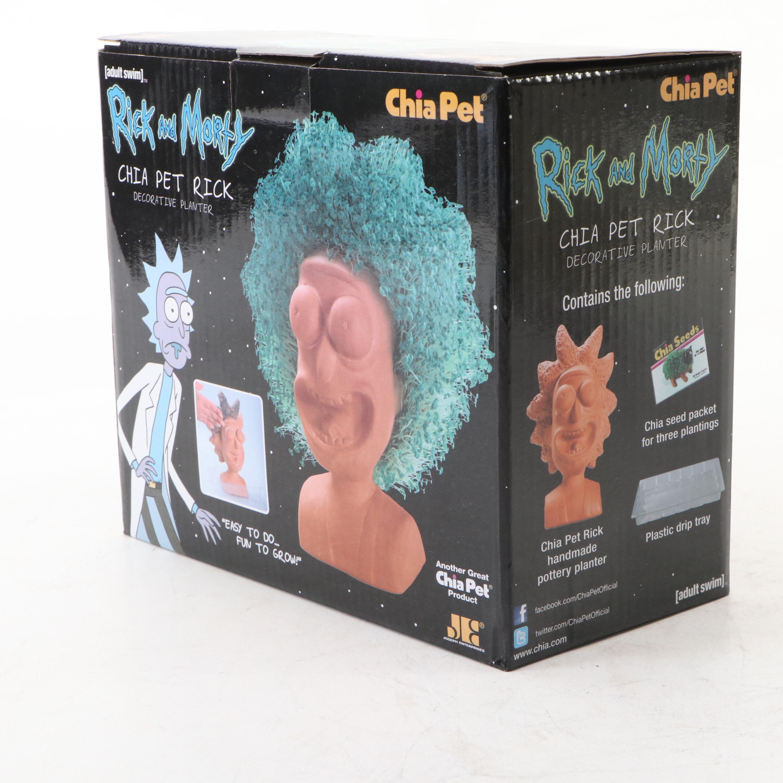 Chia Pet "Rick and Morty" Planter Set with Ceramic Turtle Tissue Box