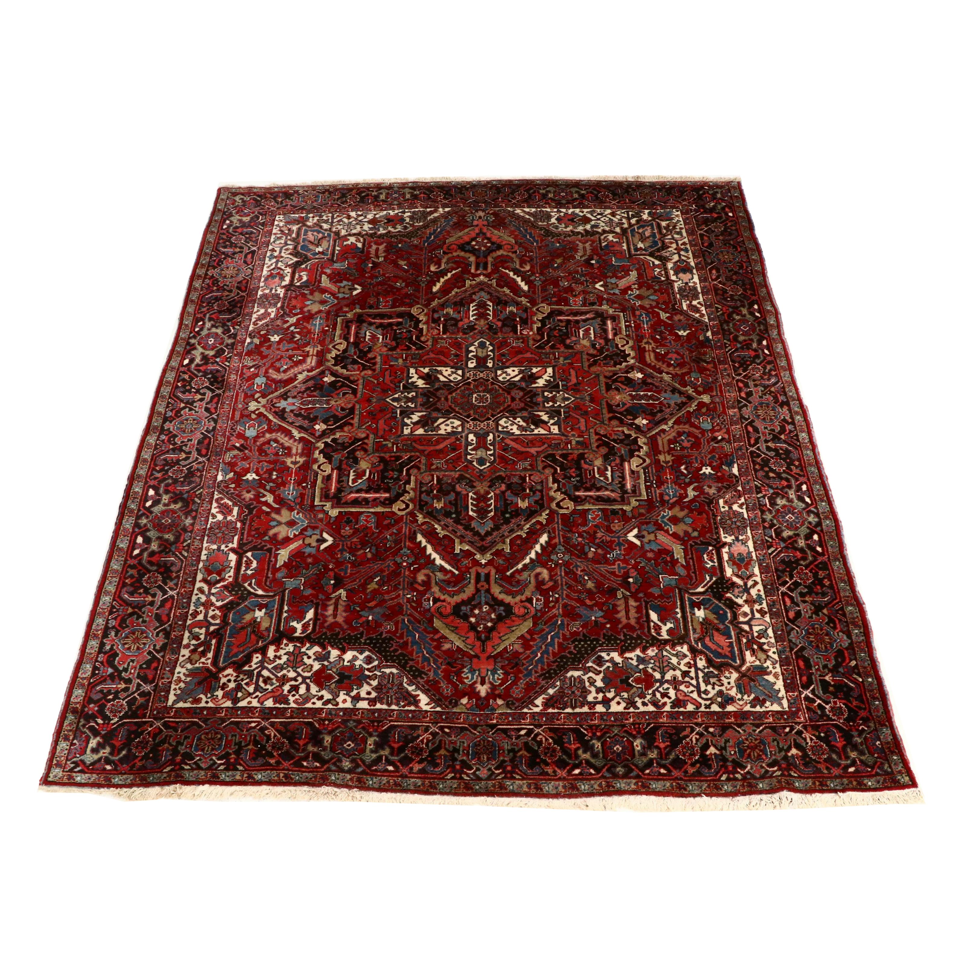 10'1 x 12'8 Hand-Knotted Persian Heriz Room Sized Rug