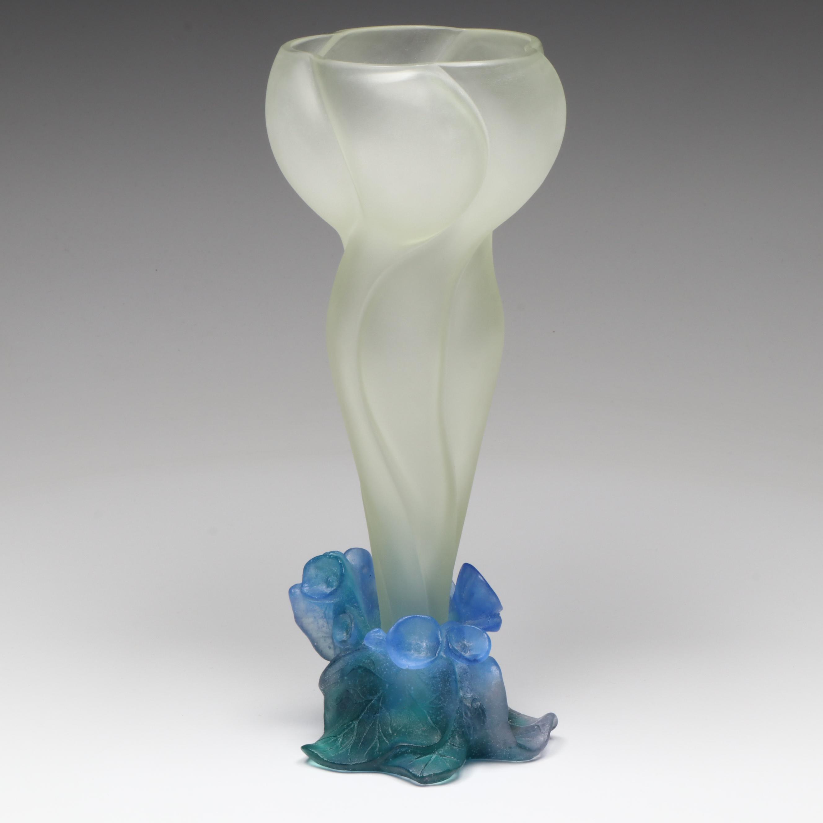 Daum Art Nouveau Style Pate de Verre Satin Glass Vase, 20th Century