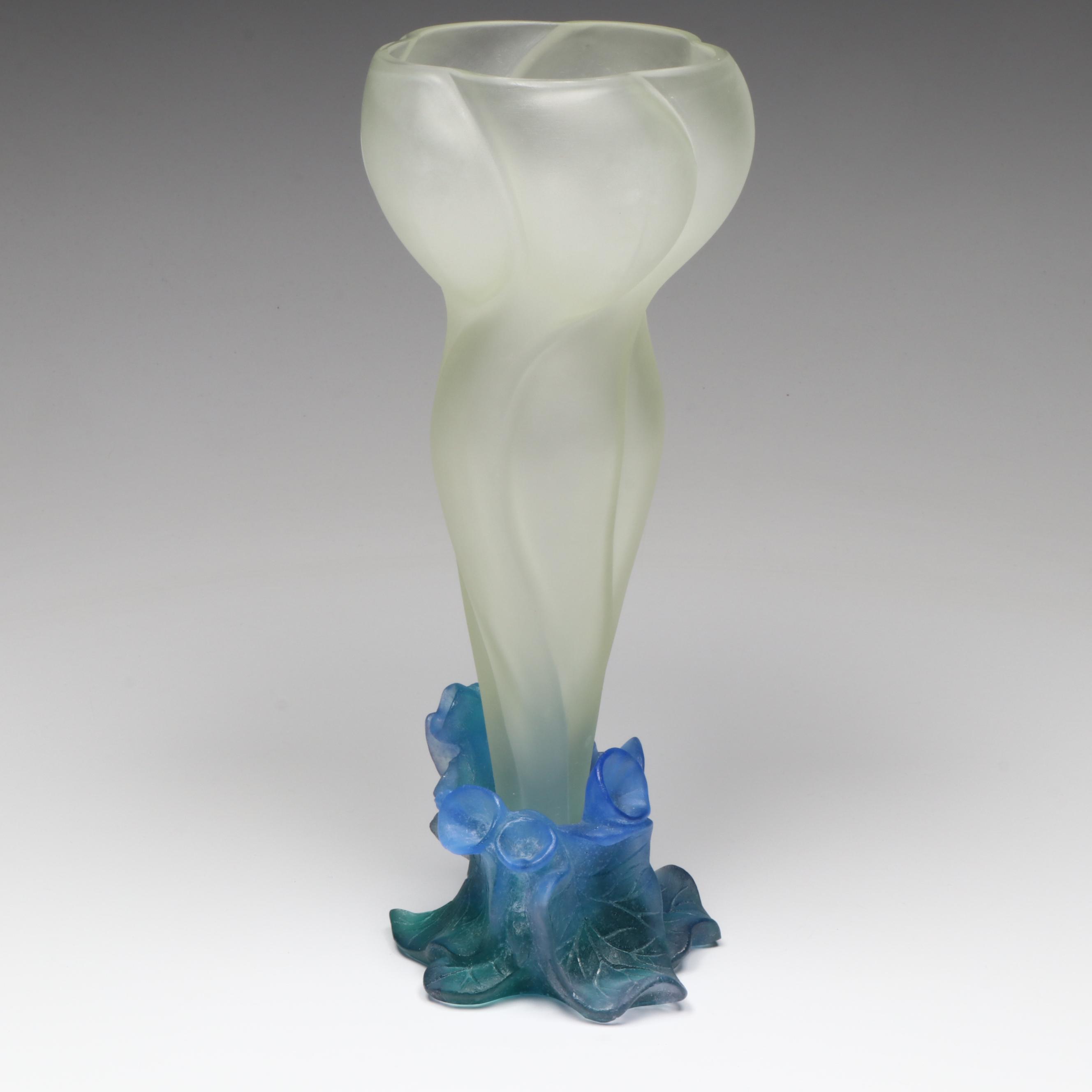 Daum Art Nouveau Style Pate de Verre Satin Glass Vase, 20th Century