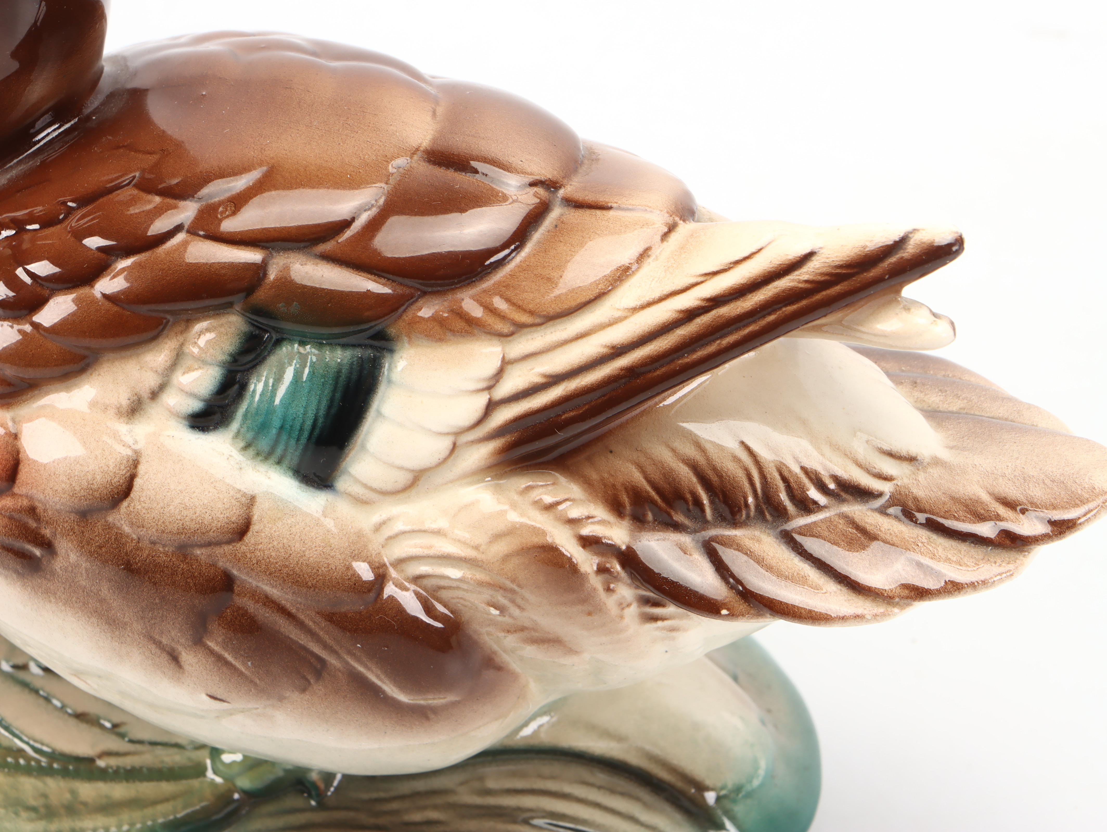 Ducks Unlimited Wooden Hen Mallard Decoy and Other Ceramic Duck Figurine