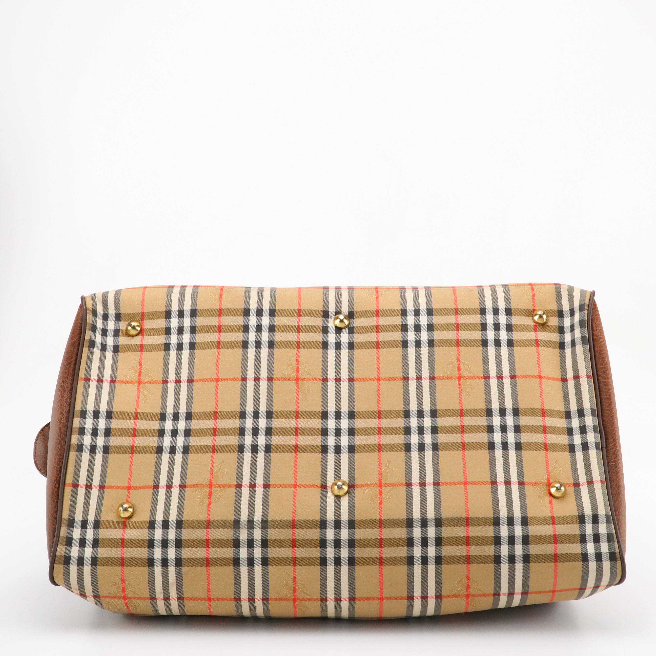 Burberrys Sport Duffle Bag in Haymarket Canvas with Faux Leather Trim