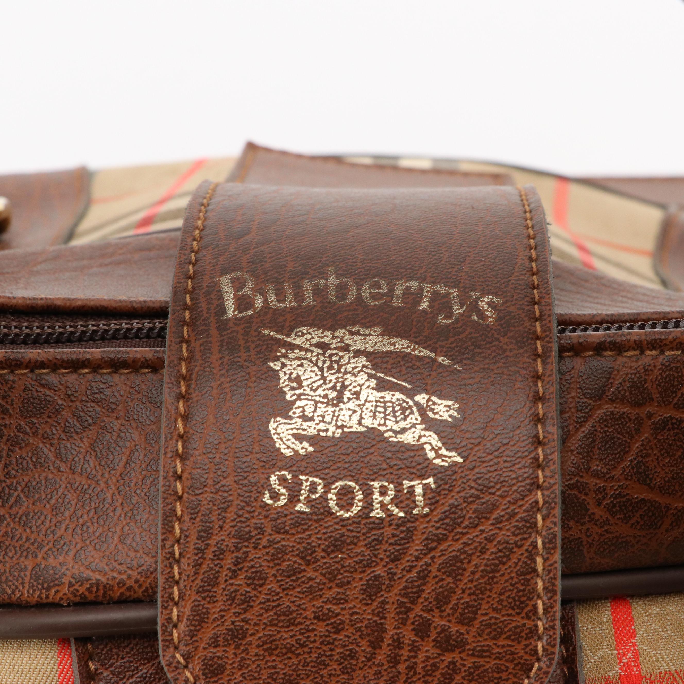 Burberrys Sport Duffle Bag in Haymarket Canvas with Faux Leather Trim