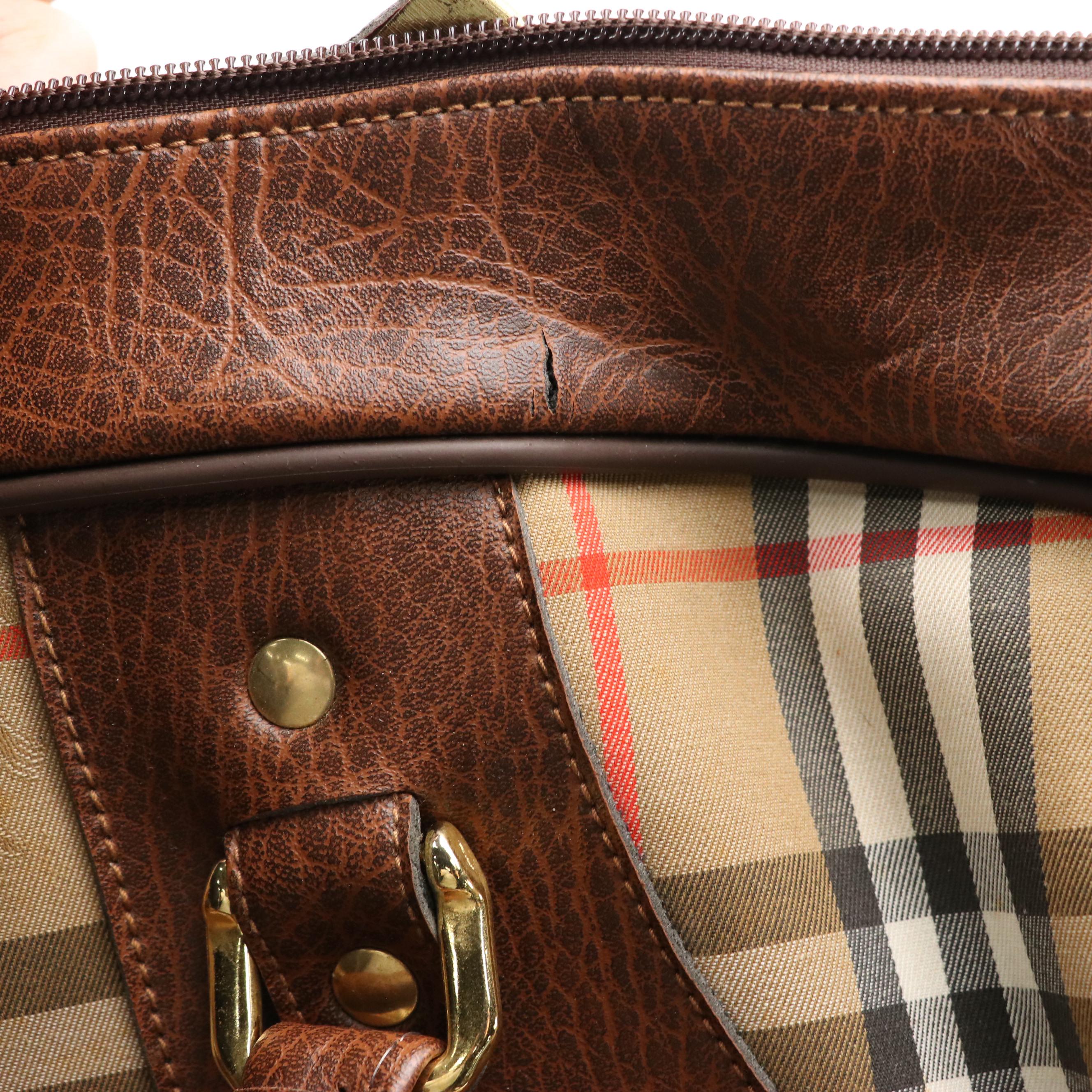 Burberrys Sport Duffle Bag in Haymarket Canvas with Faux Leather Trim