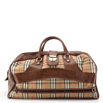 Burberrys Sport Duffle Bag in Haymarket Canvas with Faux Leather Trim Burberrys Sport Duffle Bag in Haymarket Canvas with Faux Leather Trim