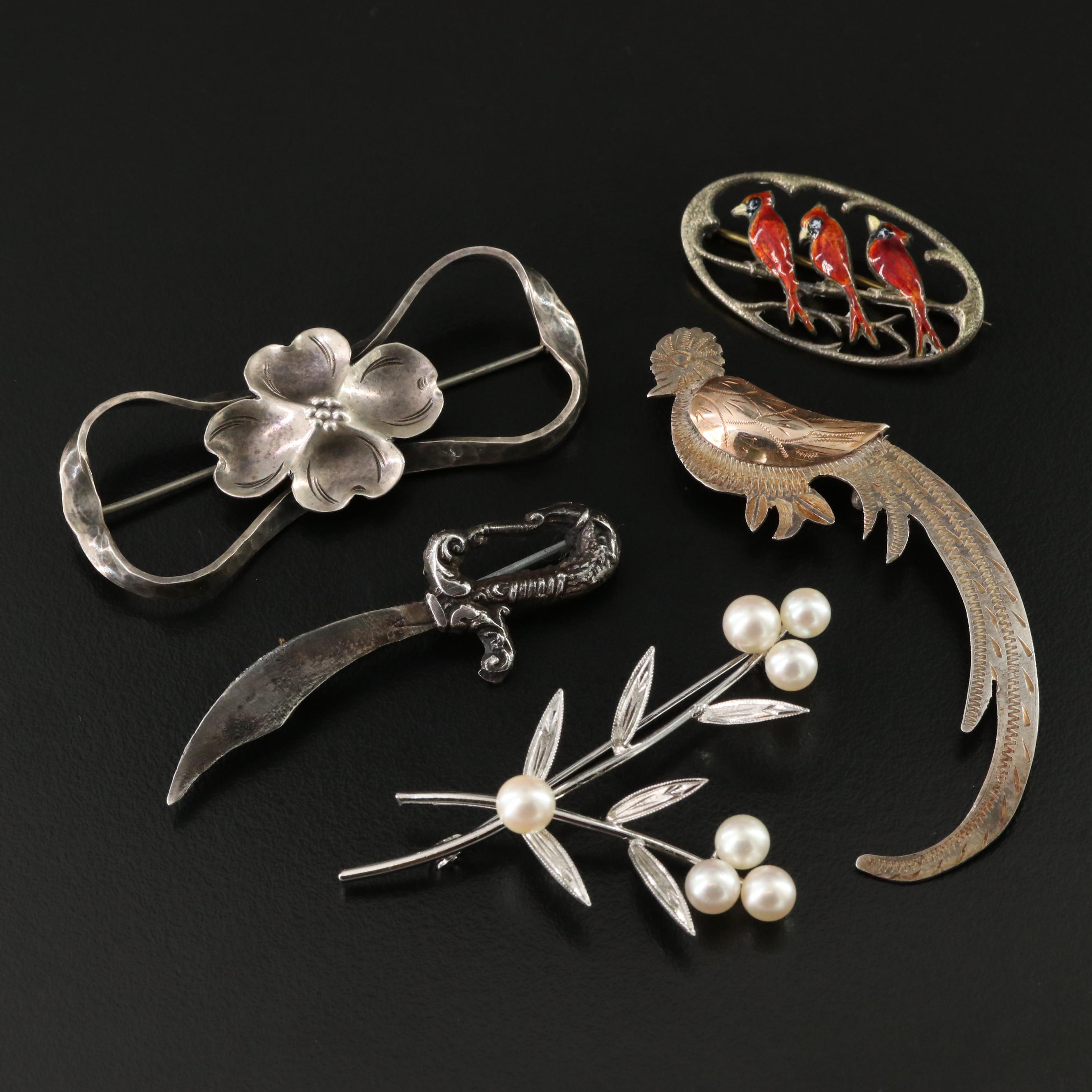Stuart Nye and Pearls Featured in Vintage Sterling Pins