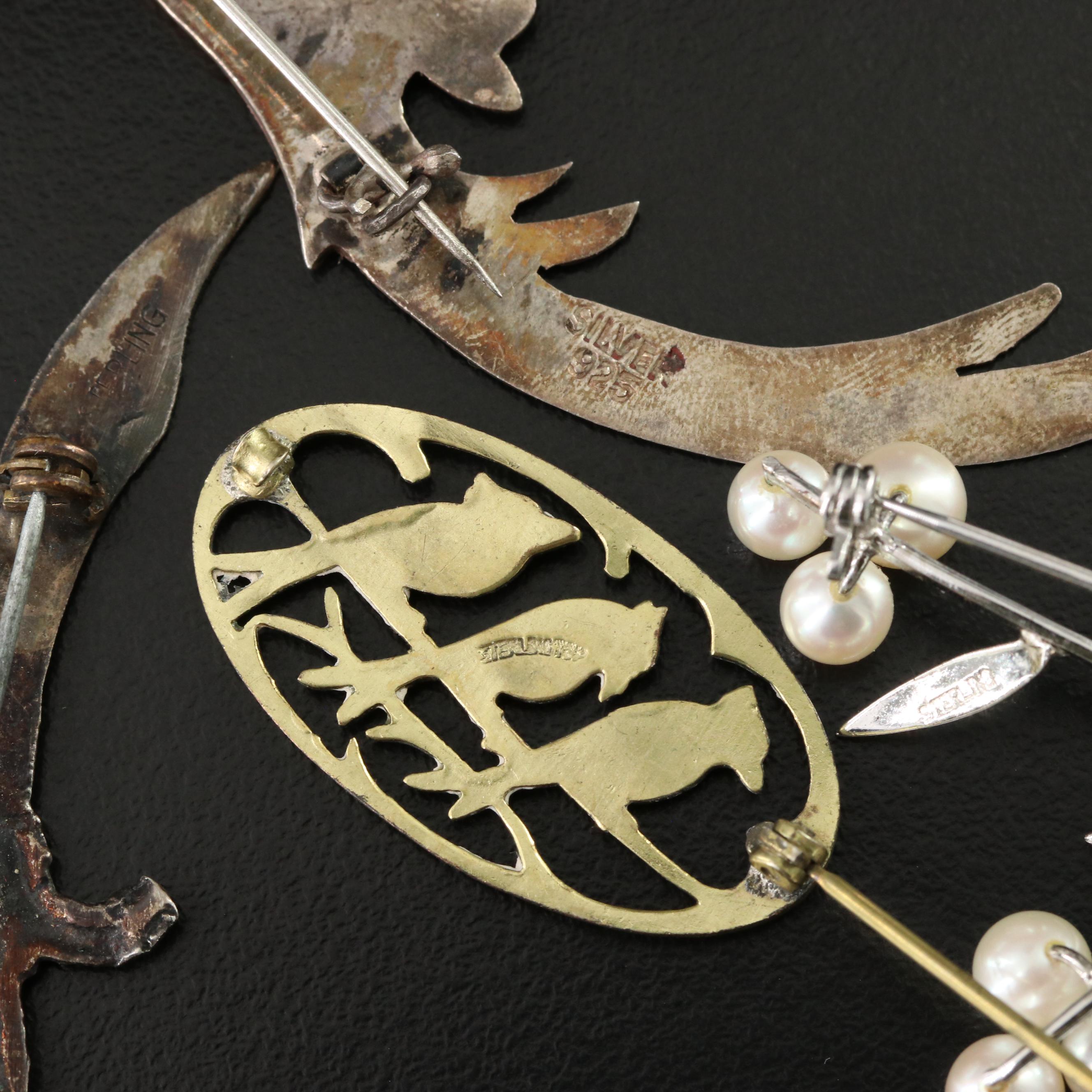 Stuart Nye and Pearls Featured in Vintage Sterling Pins