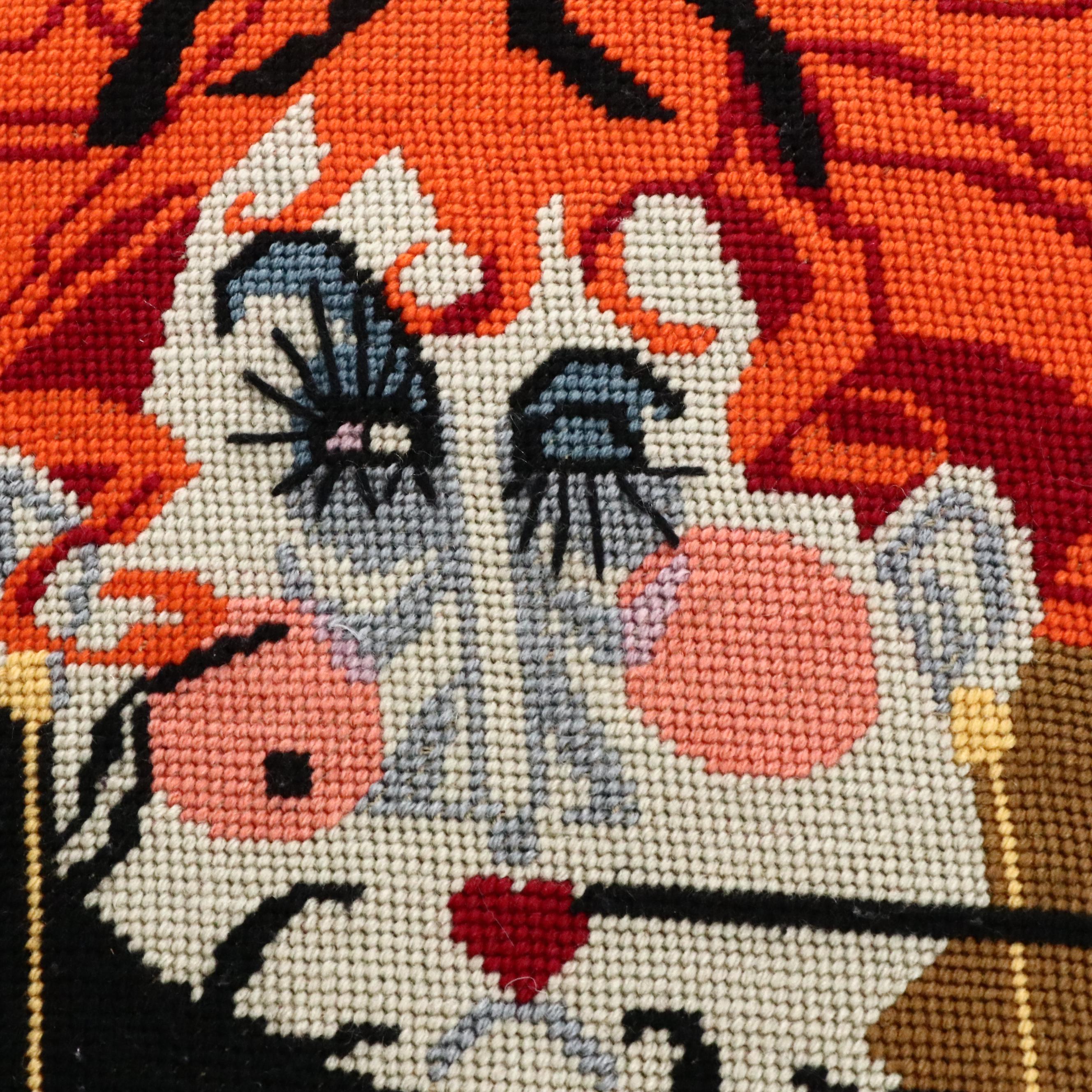 Handmade Needlepoint "Mother" Throw Pillow, Late 20th Century