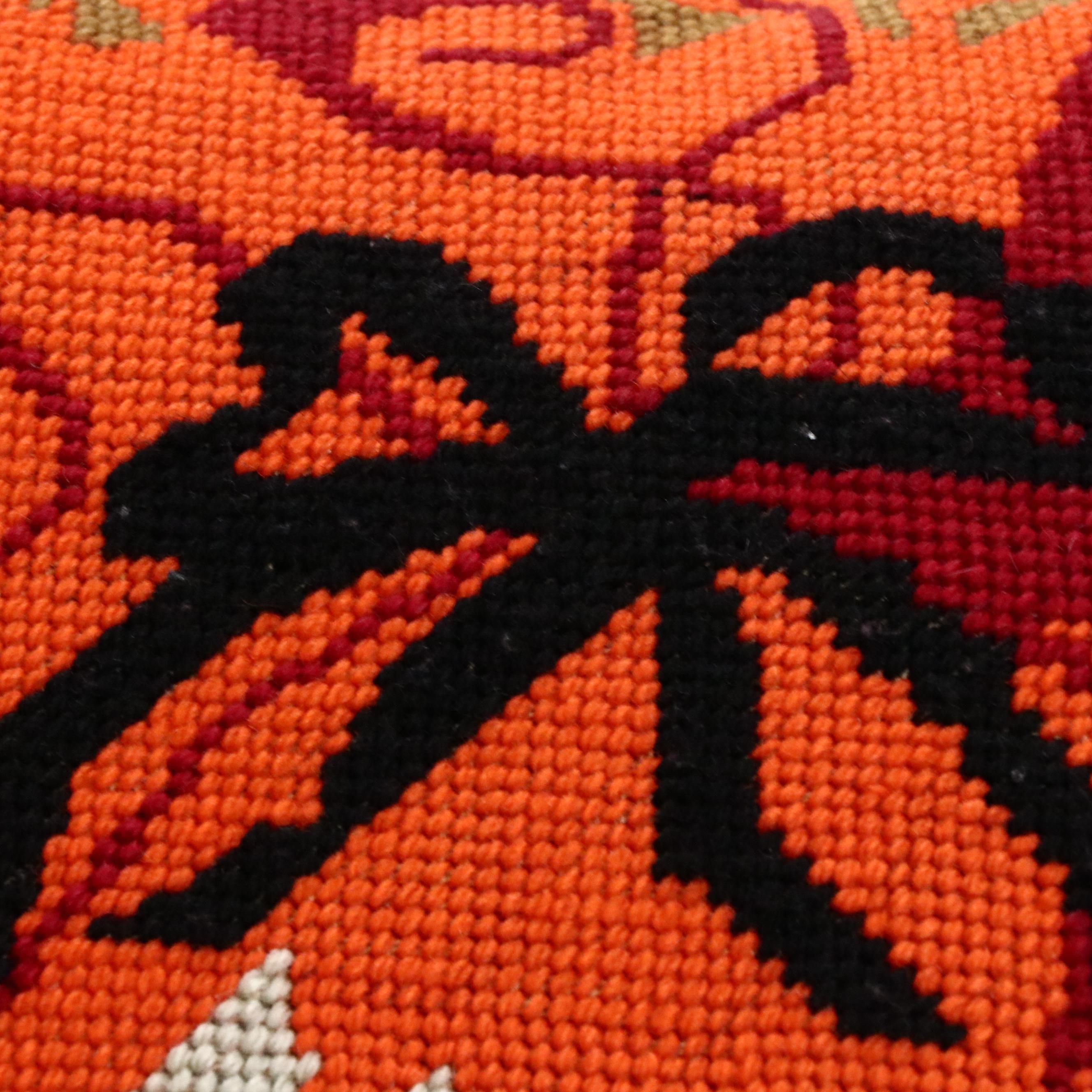 Handmade Needlepoint "Mother" Throw Pillow, Late 20th Century