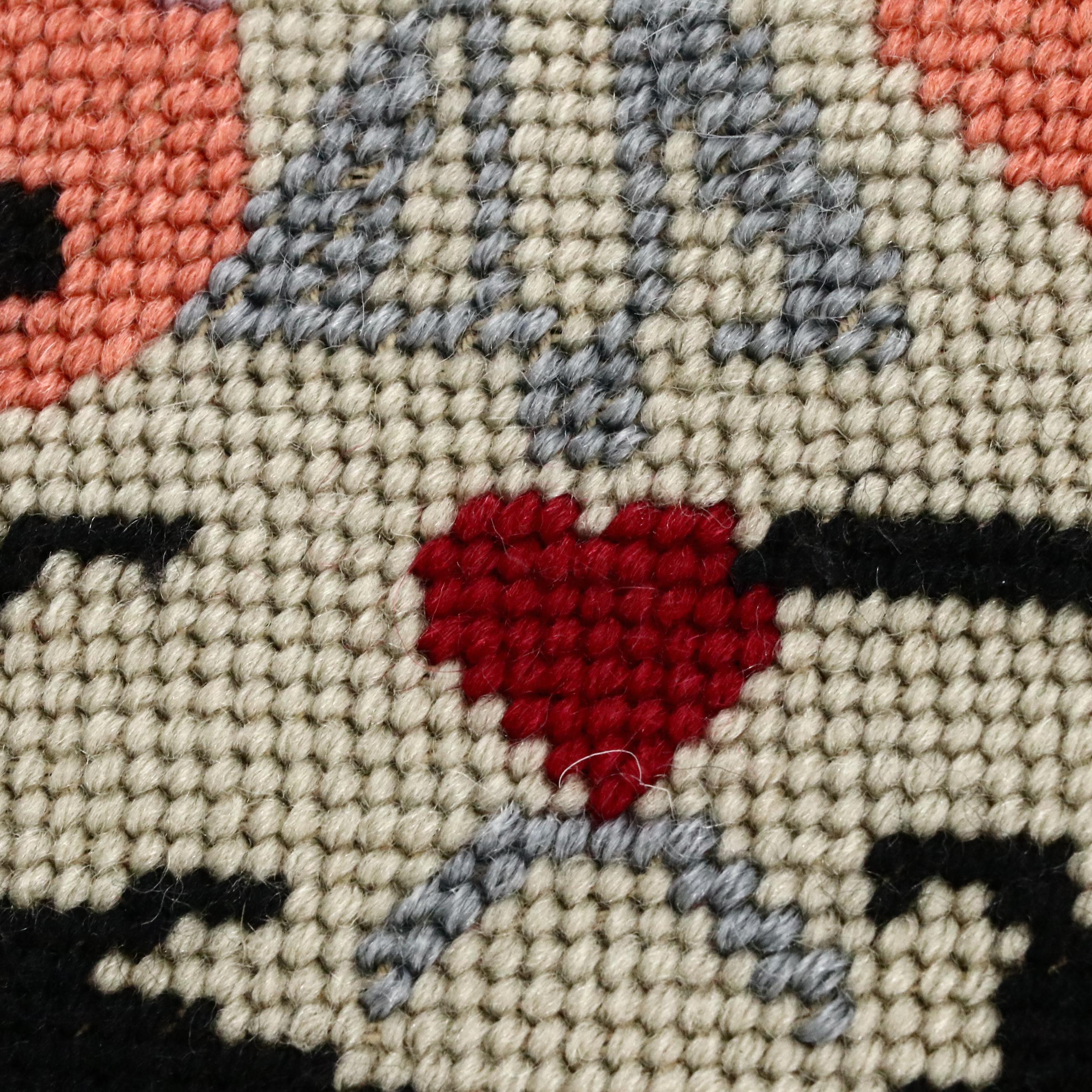 Handmade Needlepoint "Mother" Throw Pillow, Late 20th Century