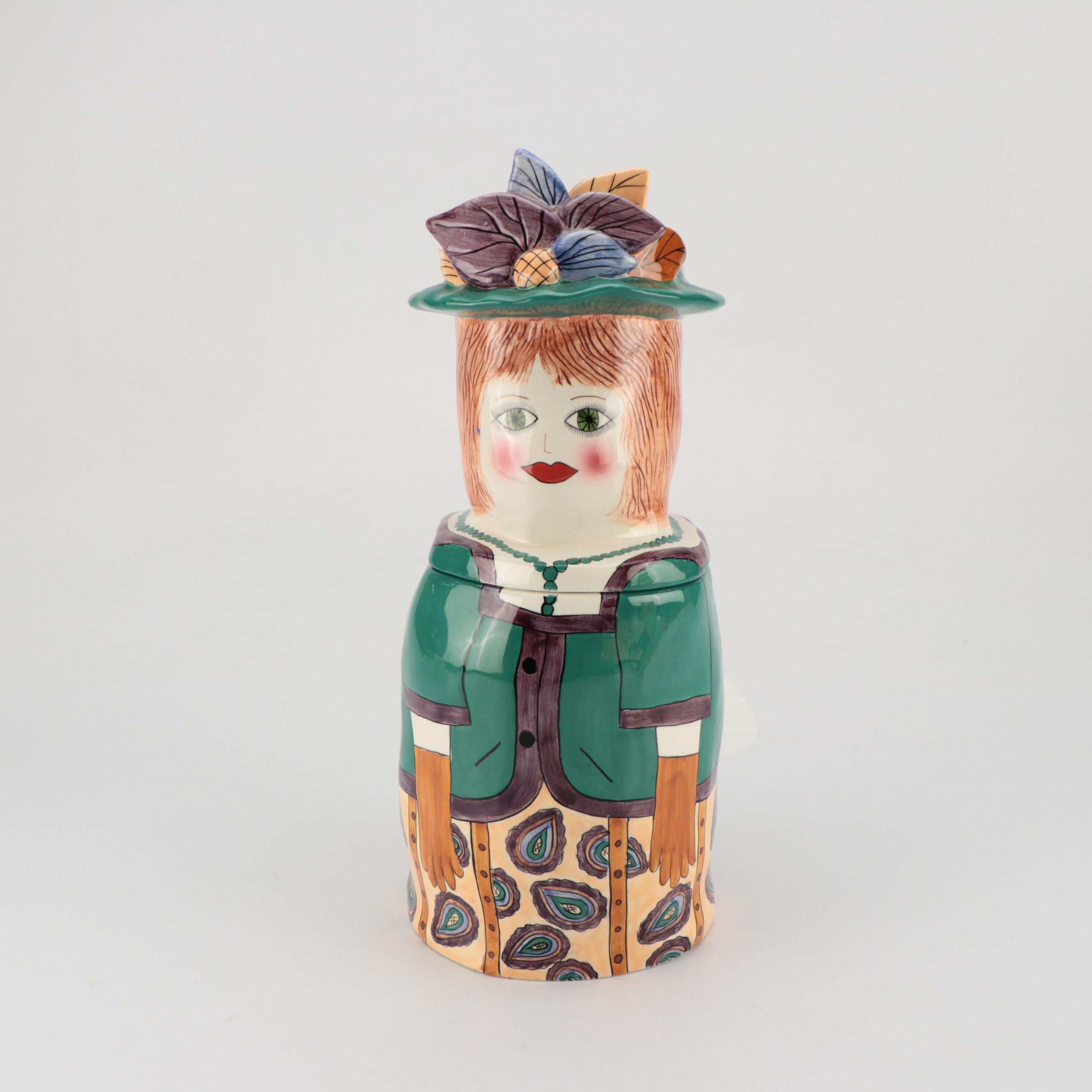 Susan Paley by Ganz Hand-Painted Ceramic Jar with Other Decor