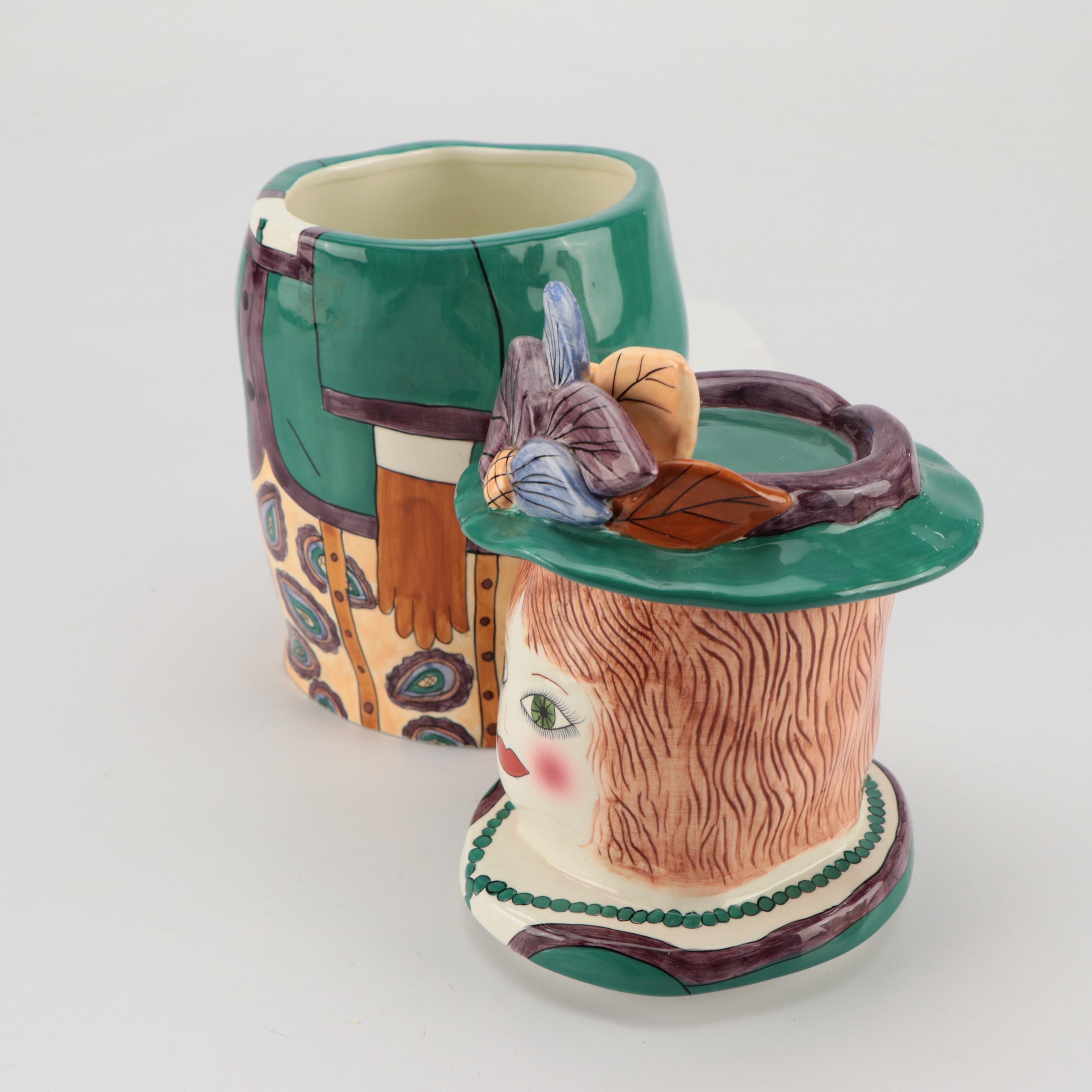 Susan Paley by Ganz Hand-Painted Ceramic Jar with Other Decor