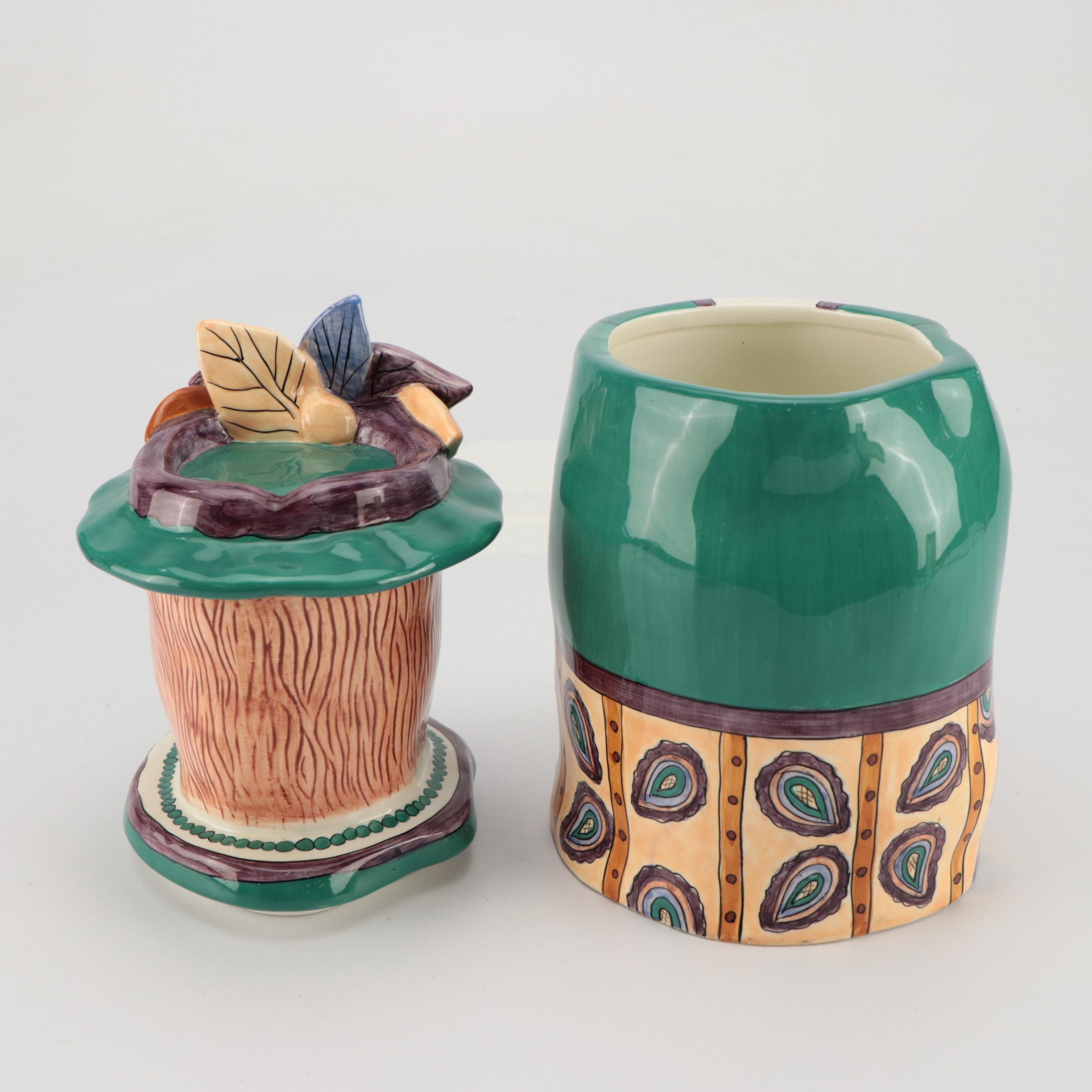 Susan Paley by Ganz Hand-Painted Ceramic Jar with Other Decor