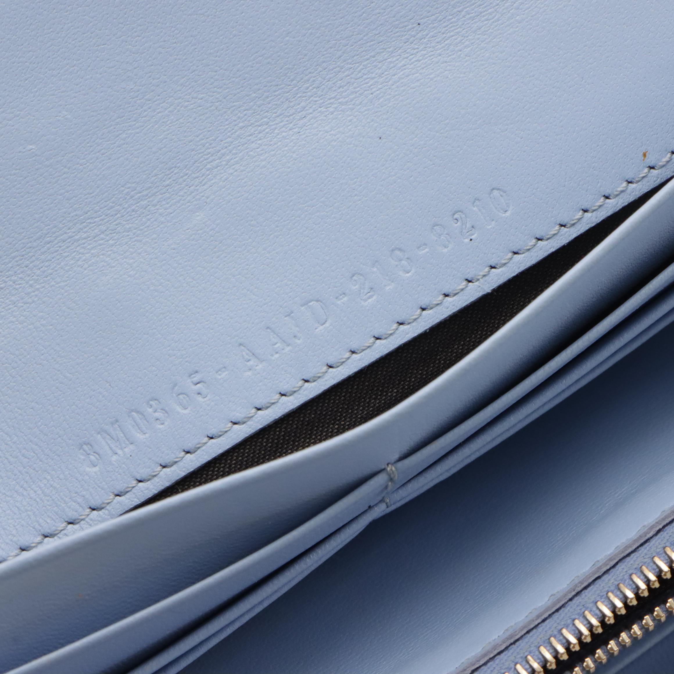 Fendi Powder Blue Zucca Embossed Leather Continental Wallet on Chain