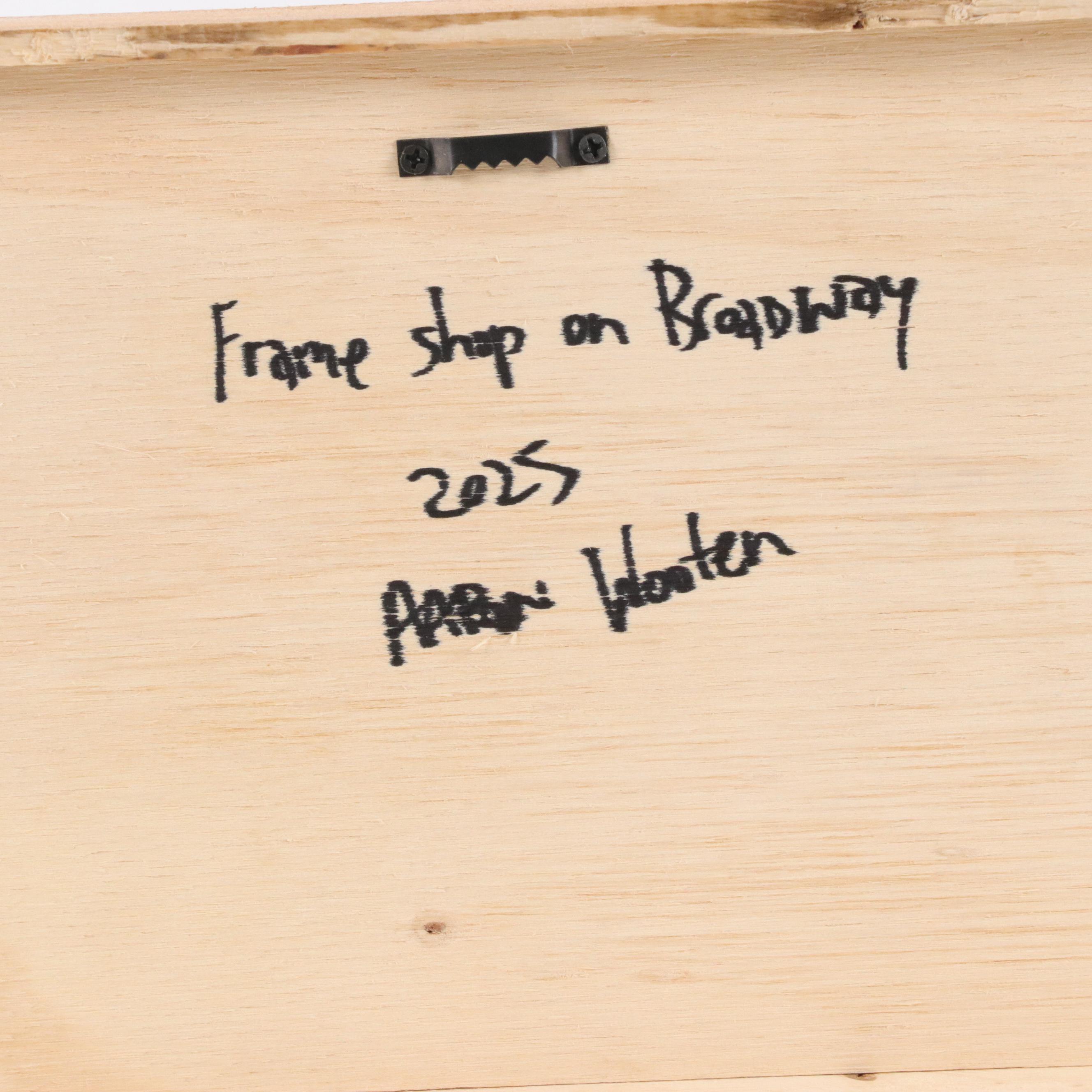 Aaron Wooten Stylized Cityscape Acrylic Painting "Frame Shop on Broadway," 2025