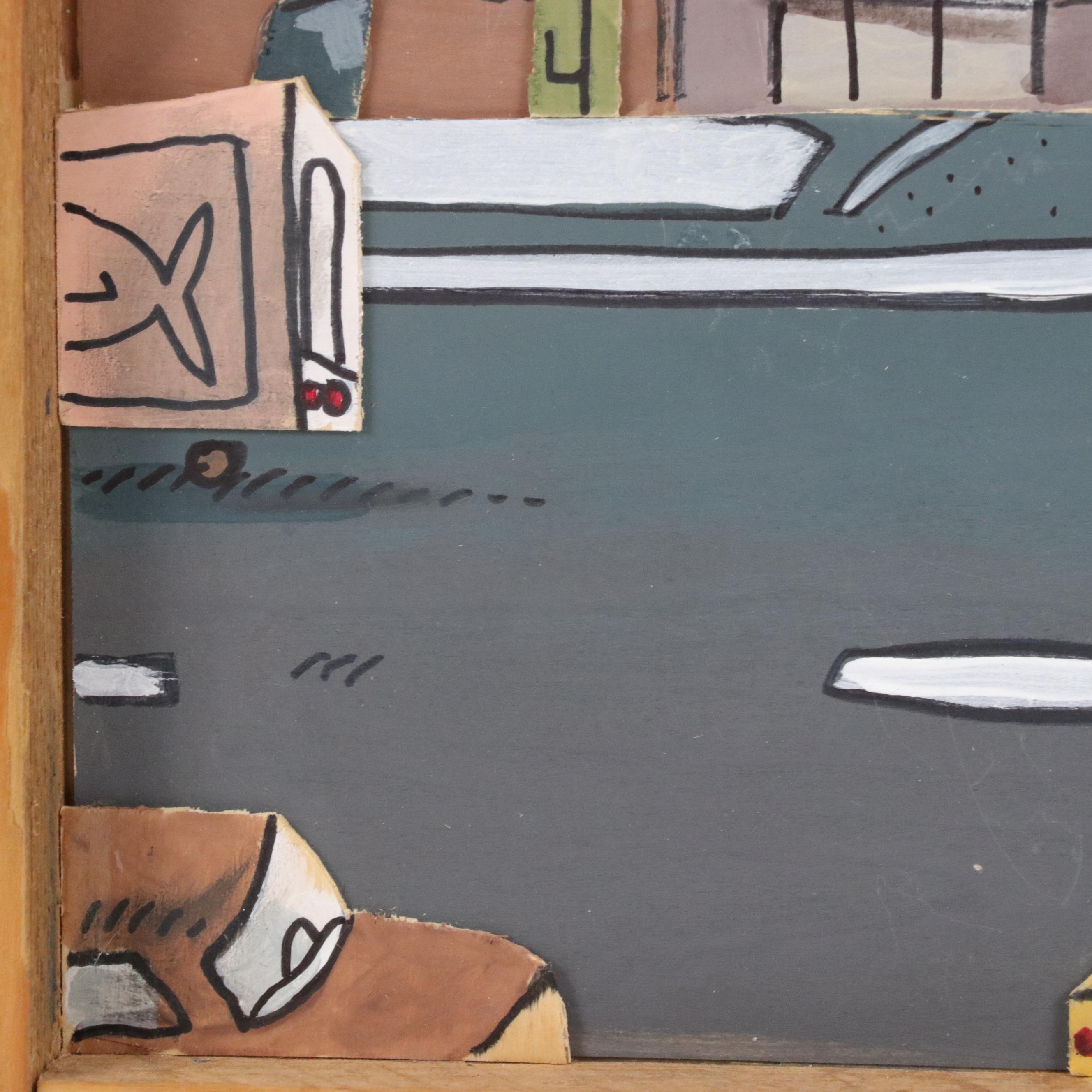 Aaron Wooten Stylized Dimensional Cityscape Acrylic Painting "The Sunrise," 2024