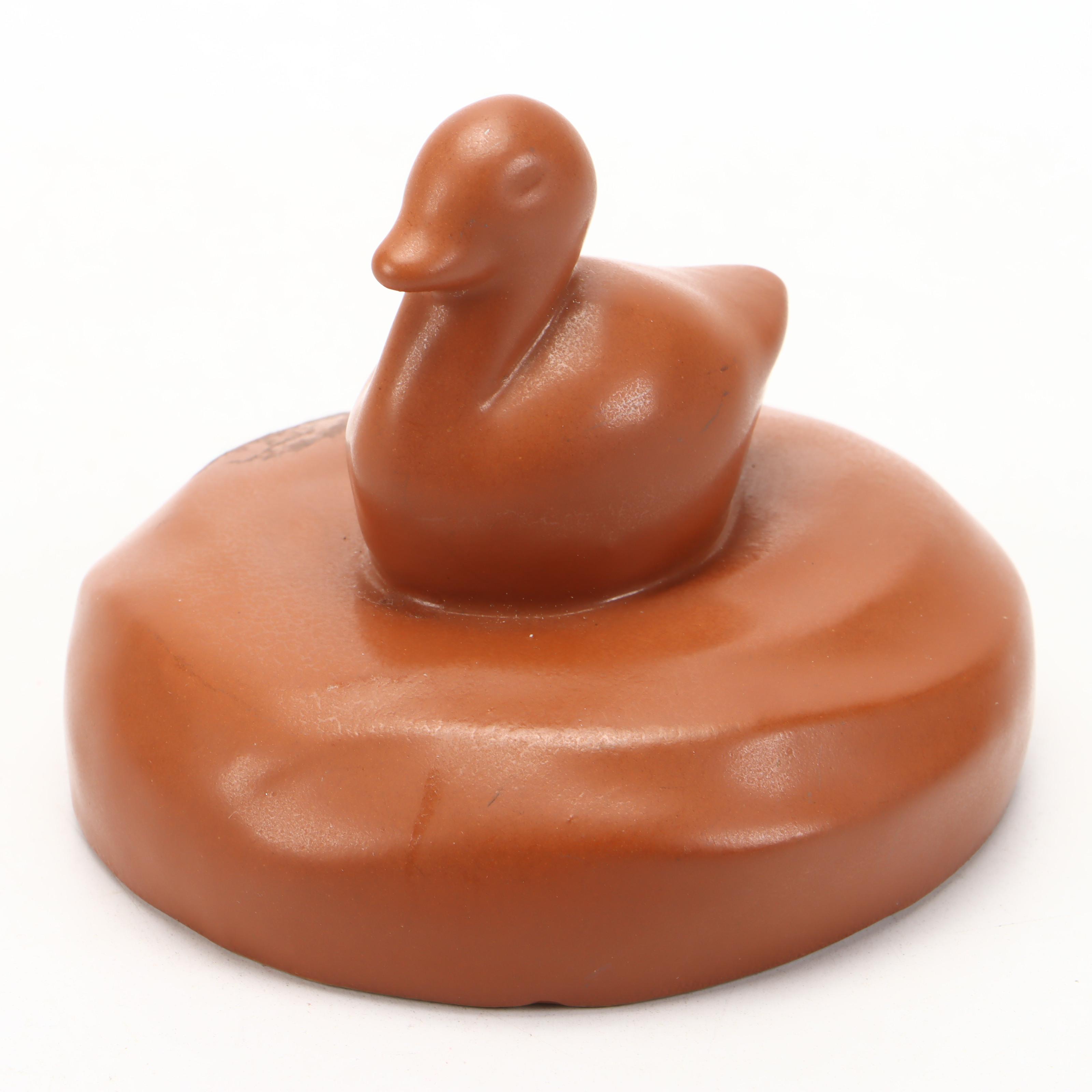 Van Briggle Pottery Duck Paperweight, Late 20th Century