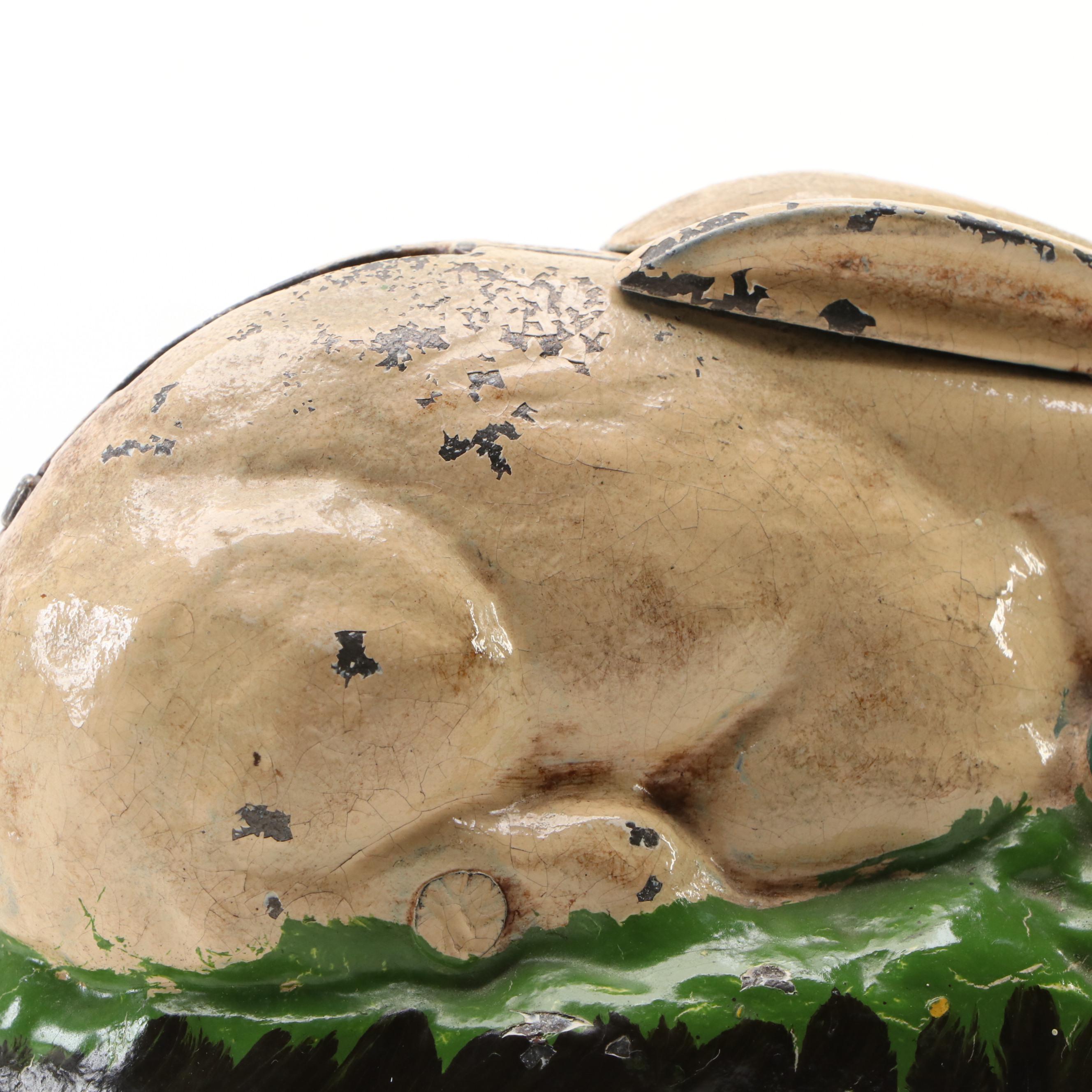 Kilgore Cast Iron Rabbit in Cabbage Mechanical Bank, Early 20th Century