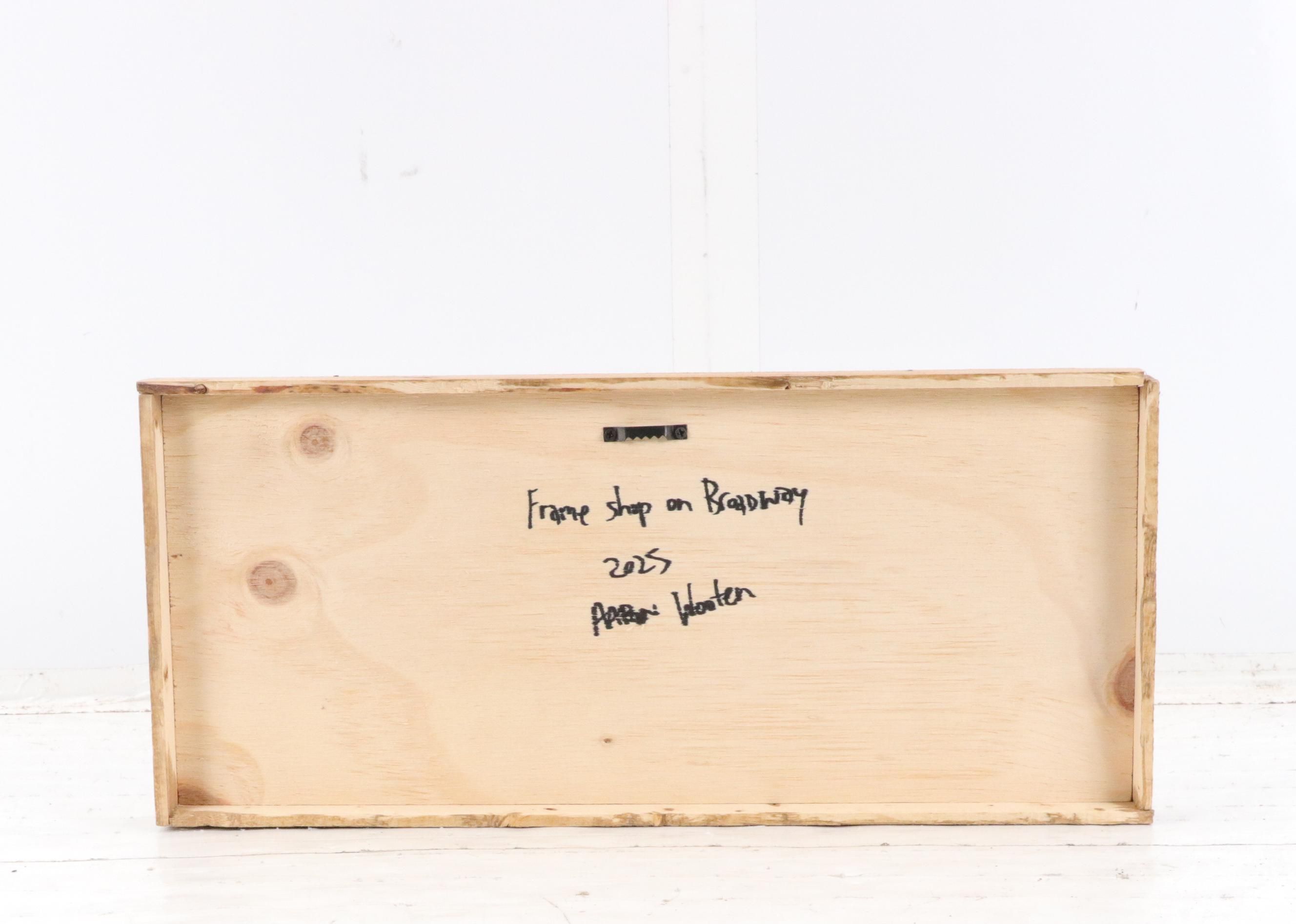 Aaron Wooten Stylized Cityscape Acrylic Painting "Frame Shop on Broadway," 2025