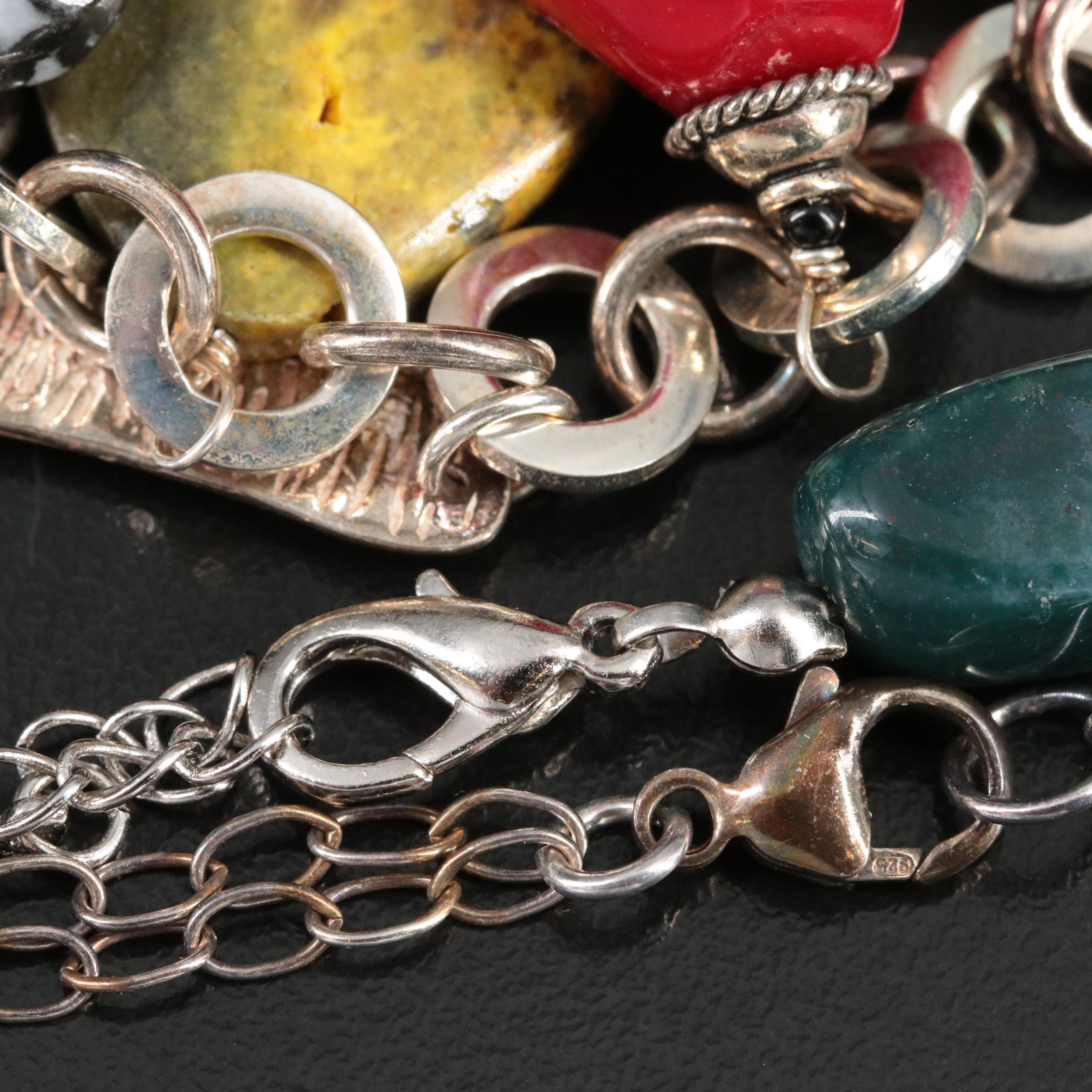 Gemstone Jewelry Collection Including Sterling, Jasper and Rose Quartz