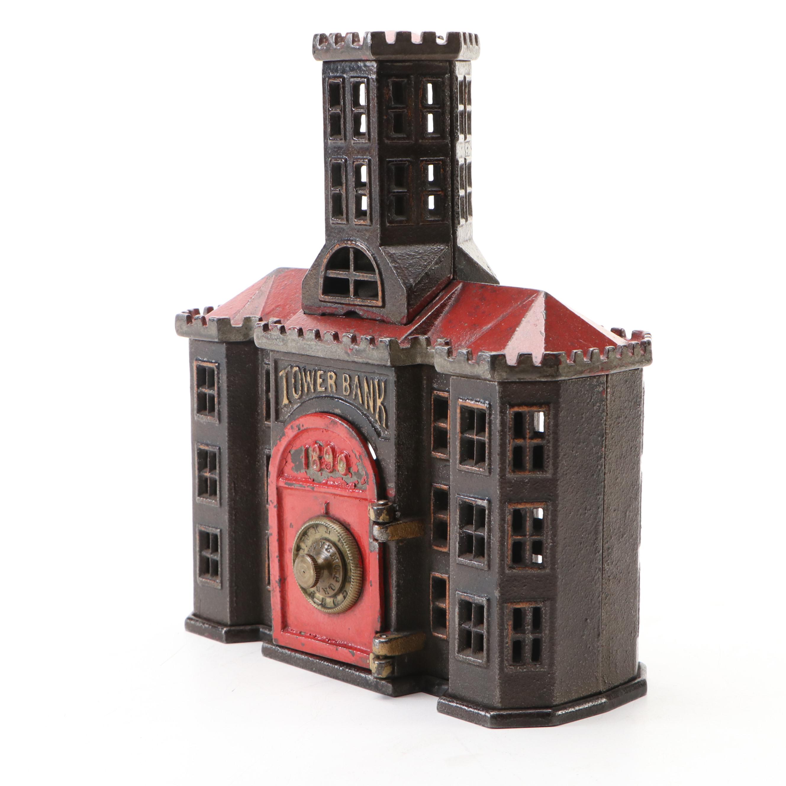 Kyser & Rex Cast Iron Safe Tower Bank, Late 19th Century
