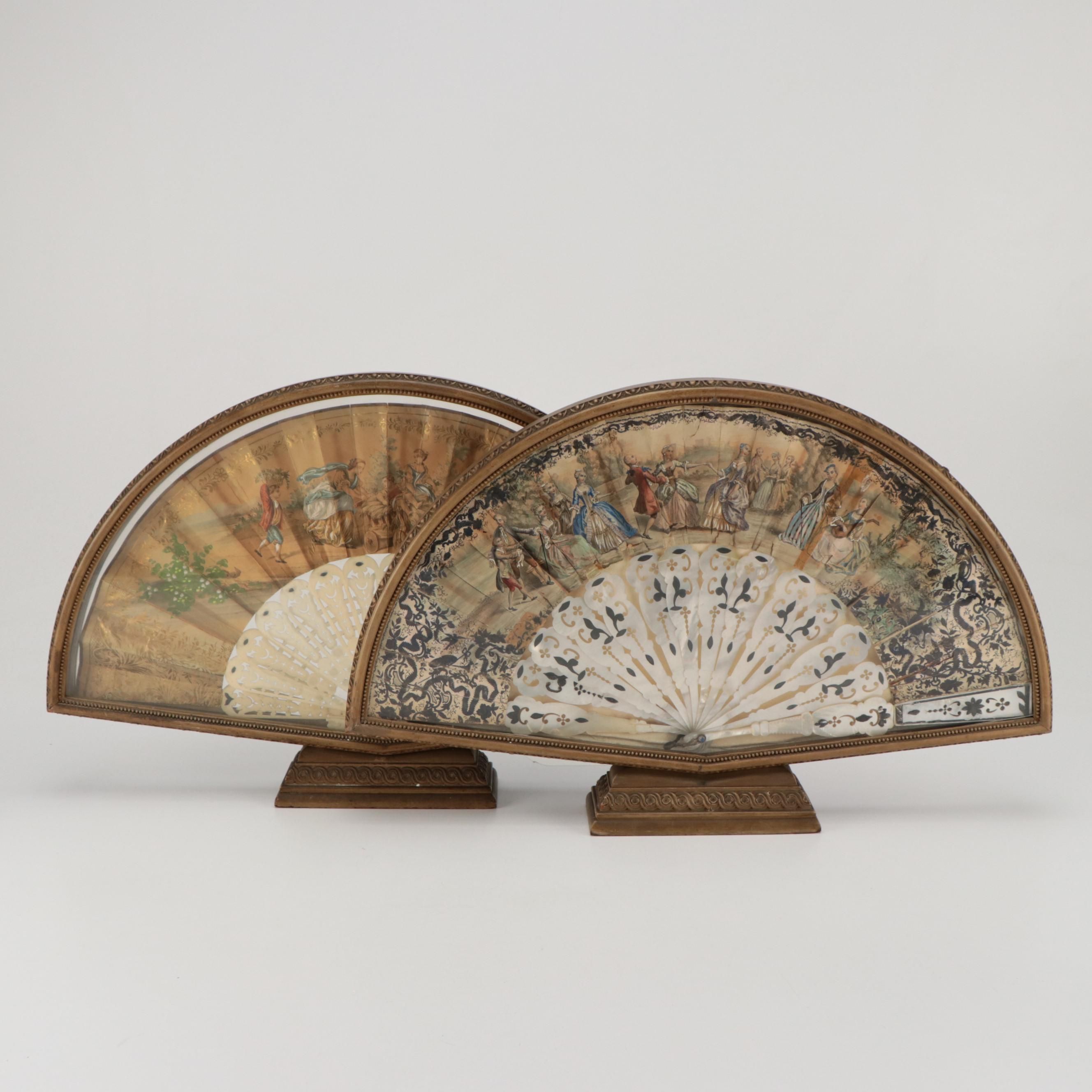 Ornate European Folding Fans, Late 18th to Early 19th Century
