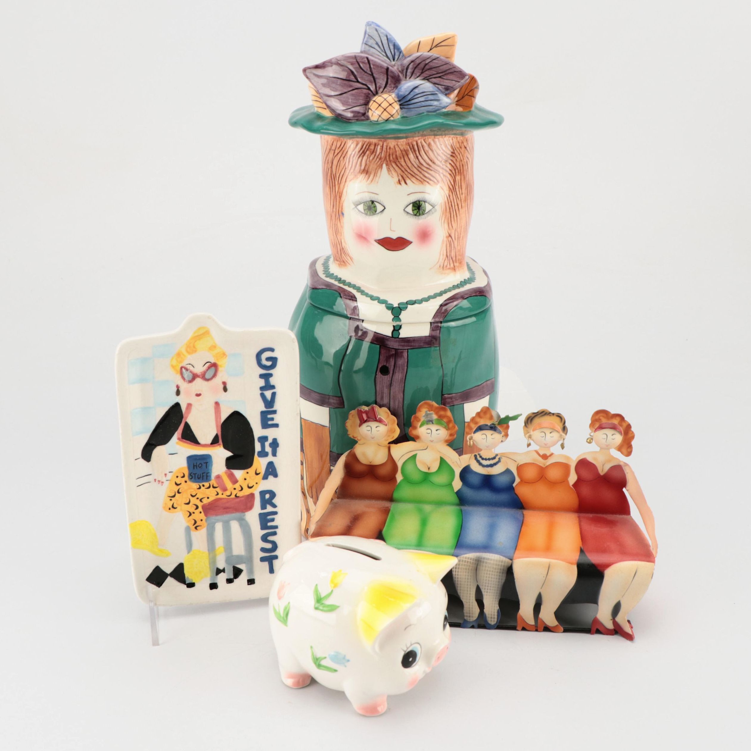 Susan Paley by Ganz Hand-Painted Ceramic Jar with Other Decor
