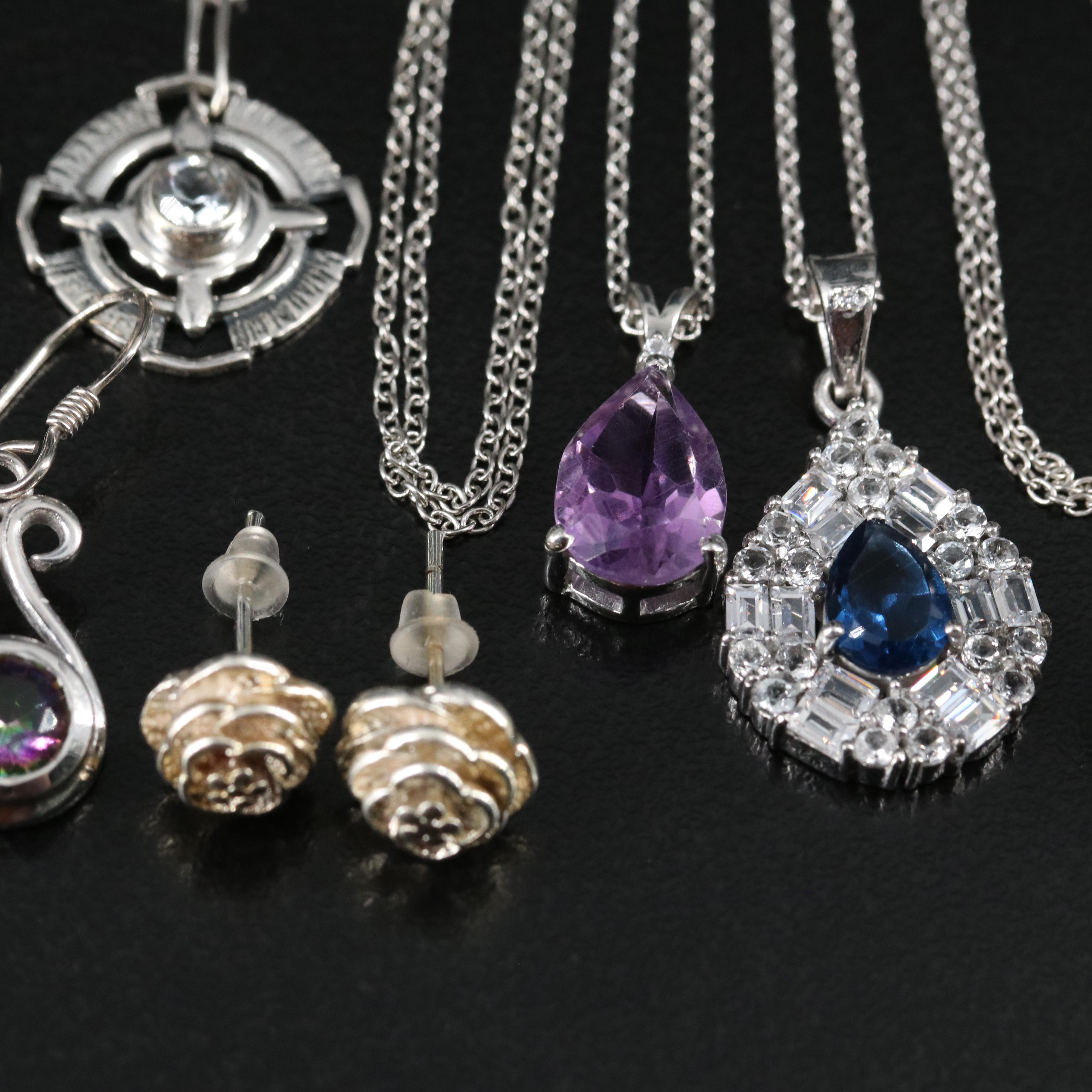 14 Assorted Sterling Silver Rings, Necklaces, and Earrings