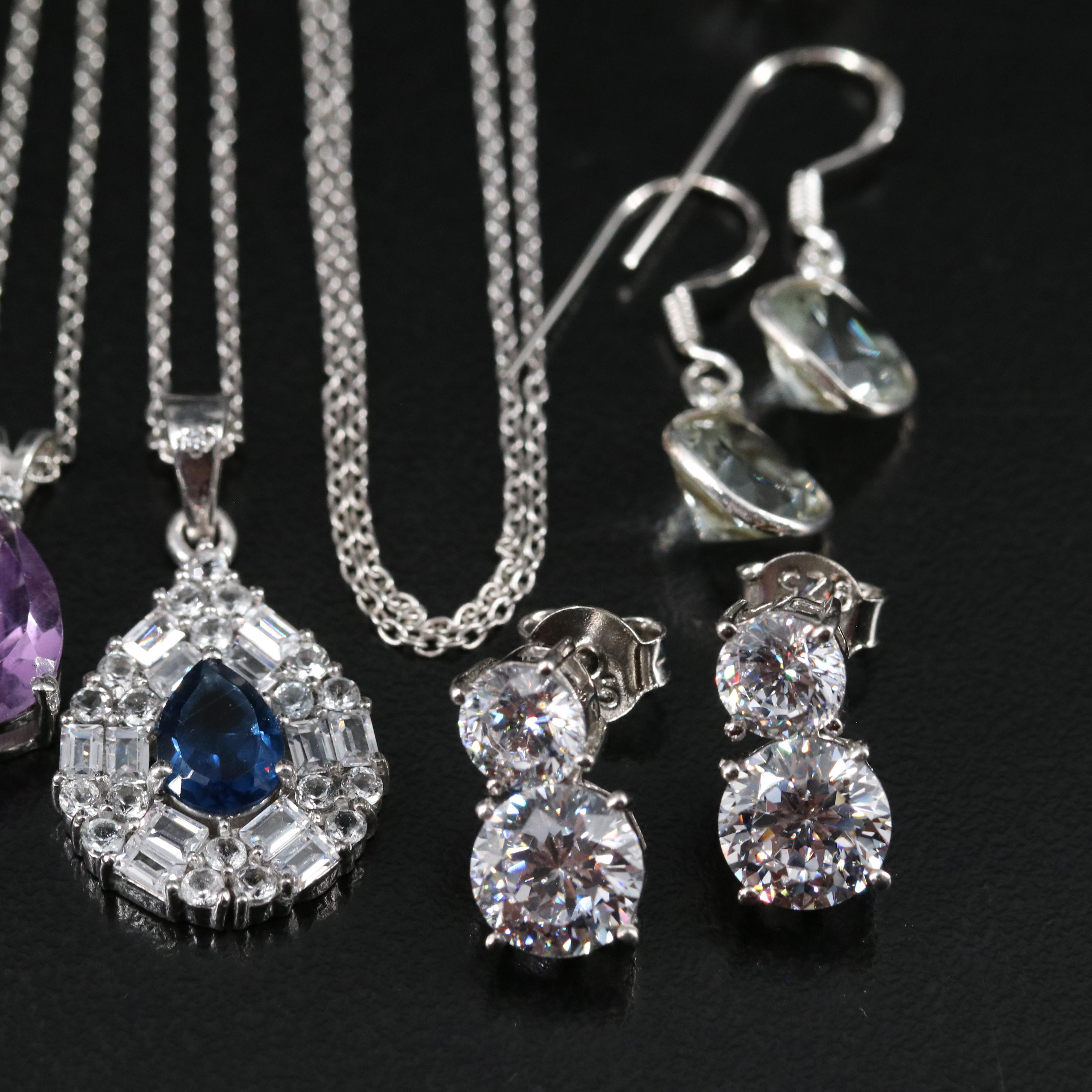 14 Assorted Sterling Silver Rings, Necklaces, and Earrings