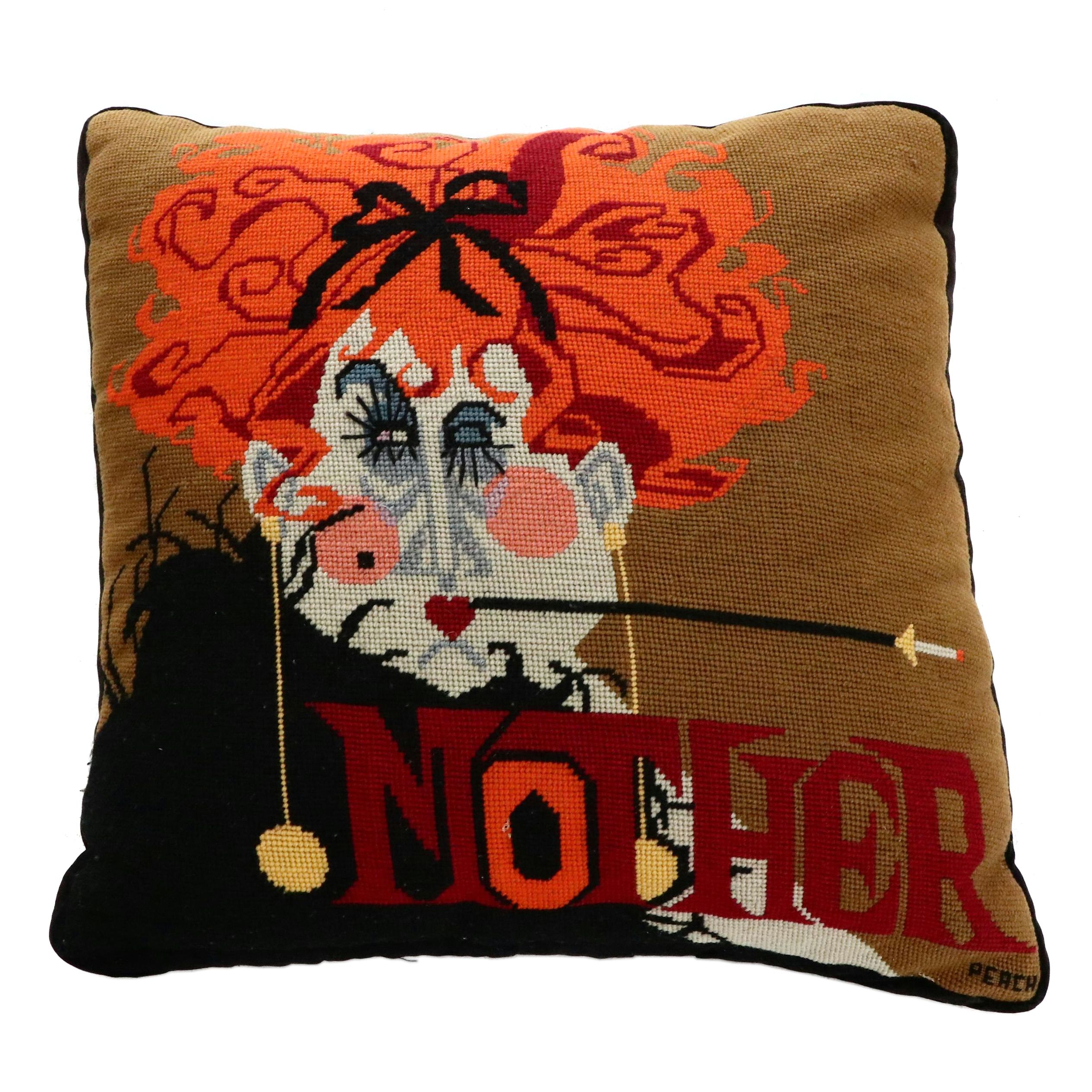 Handmade Needlepoint "Mother" Throw Pillow, Late 20th Century