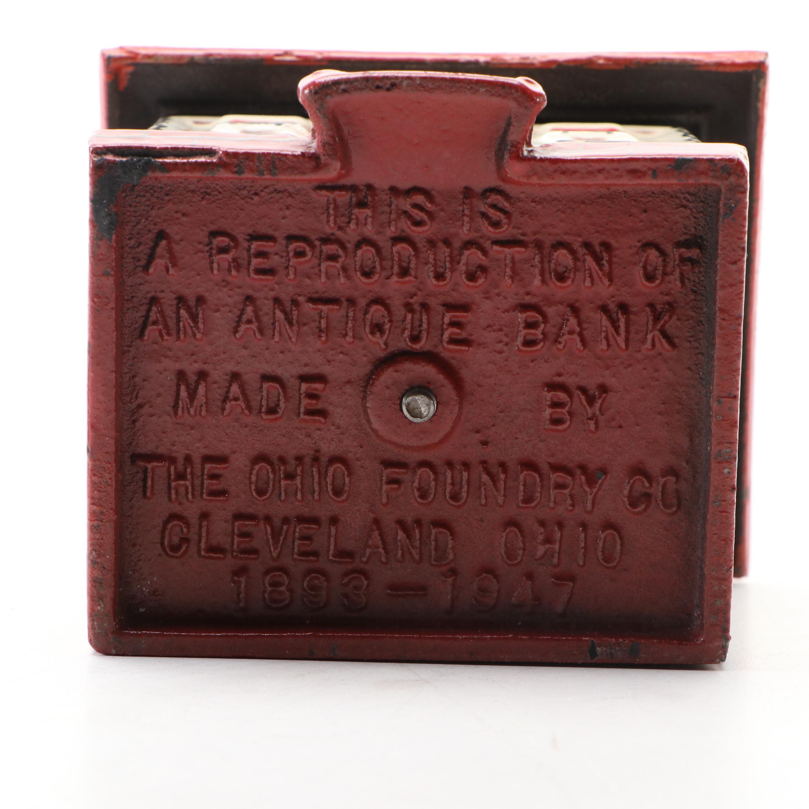 Ohio Foundry Co. Reproduction Cast Iron Cupola Still Bank, Mid-20th Century