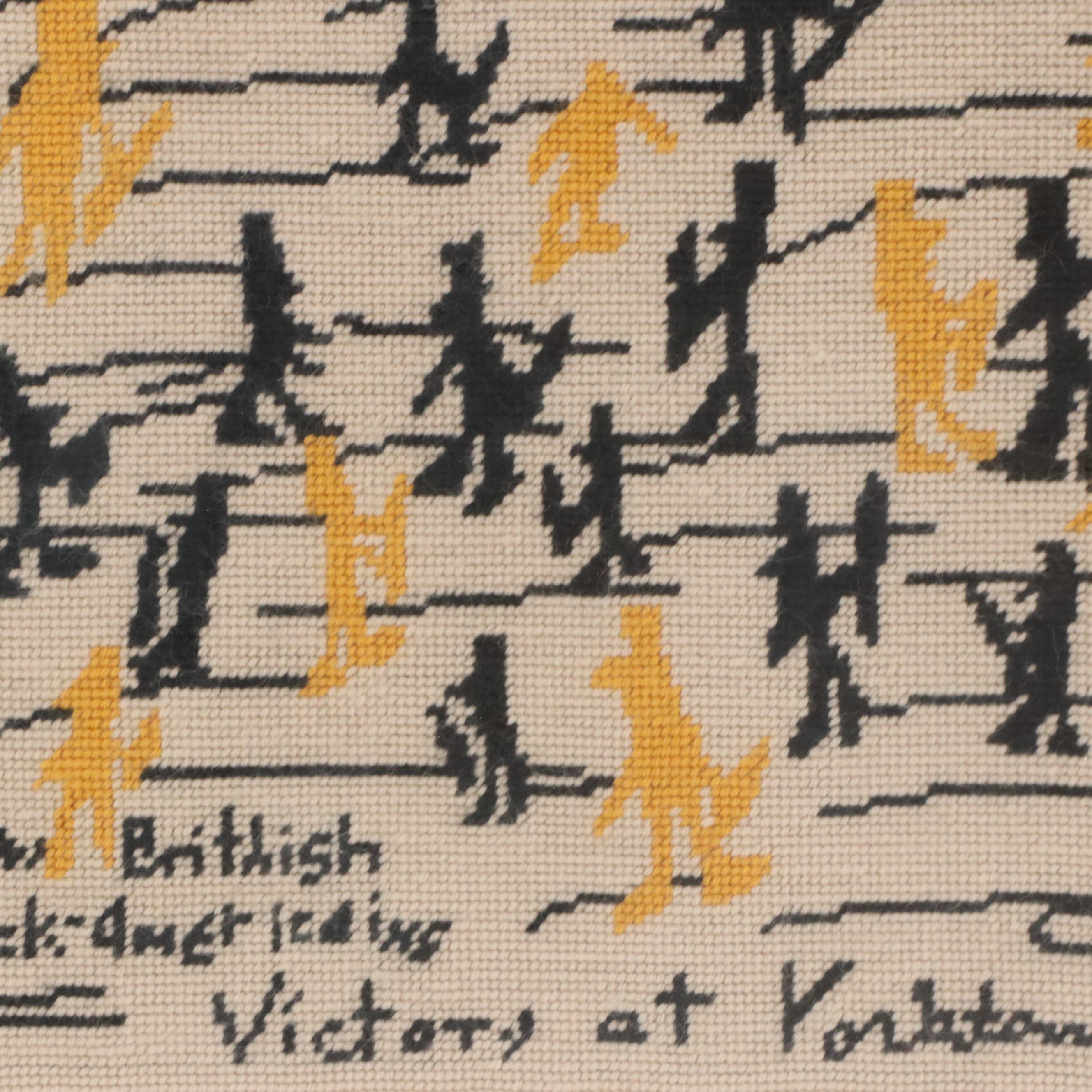 Needlepoint Embroidery Adapted From Child's Drawing "Victory at Yorktown"