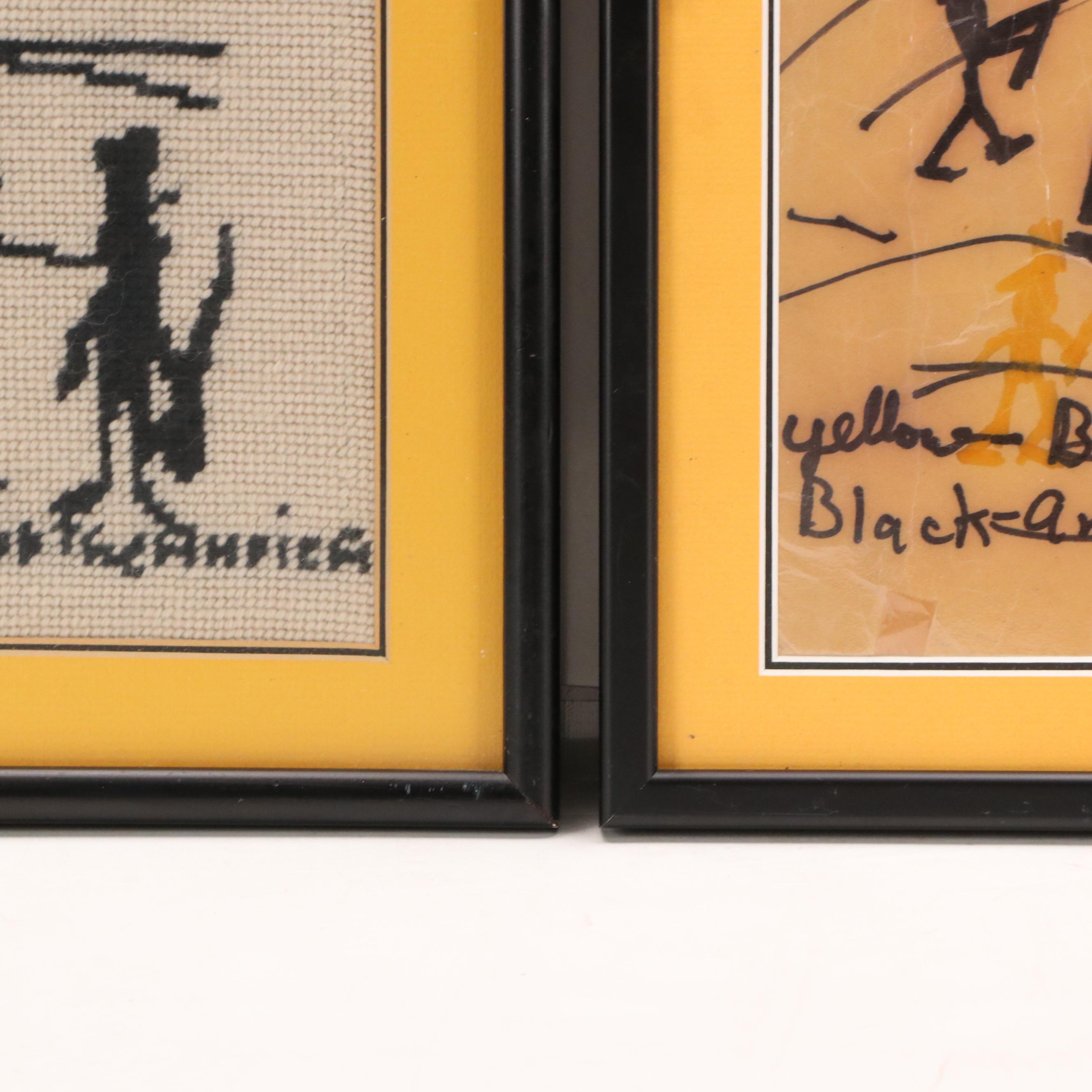 Needlepoint Embroidery Adapted From Child's Drawing "Victory at Yorktown"