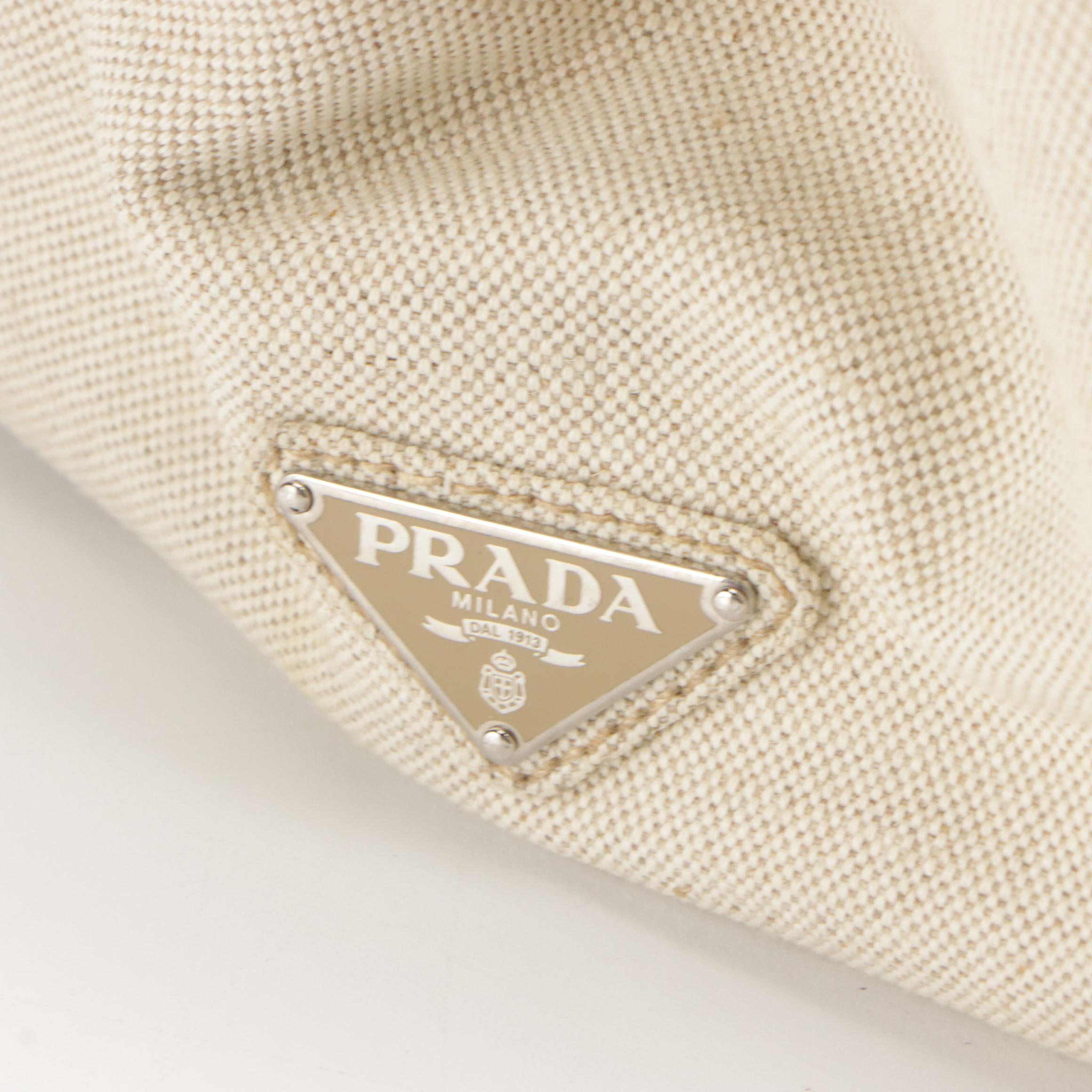 Prada Satin Floral Appliqué and Canvas Mistolino Tote