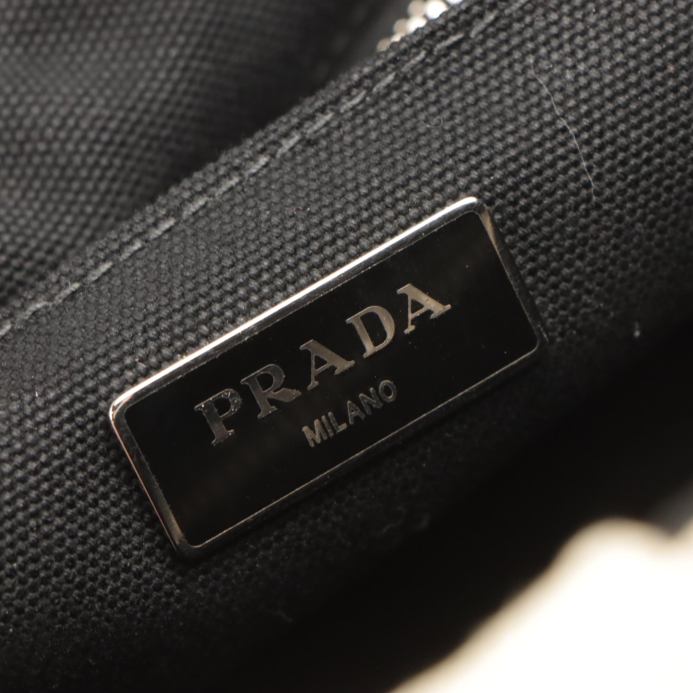 Prada Satin Floral Appliqué and Canvas Mistolino Tote