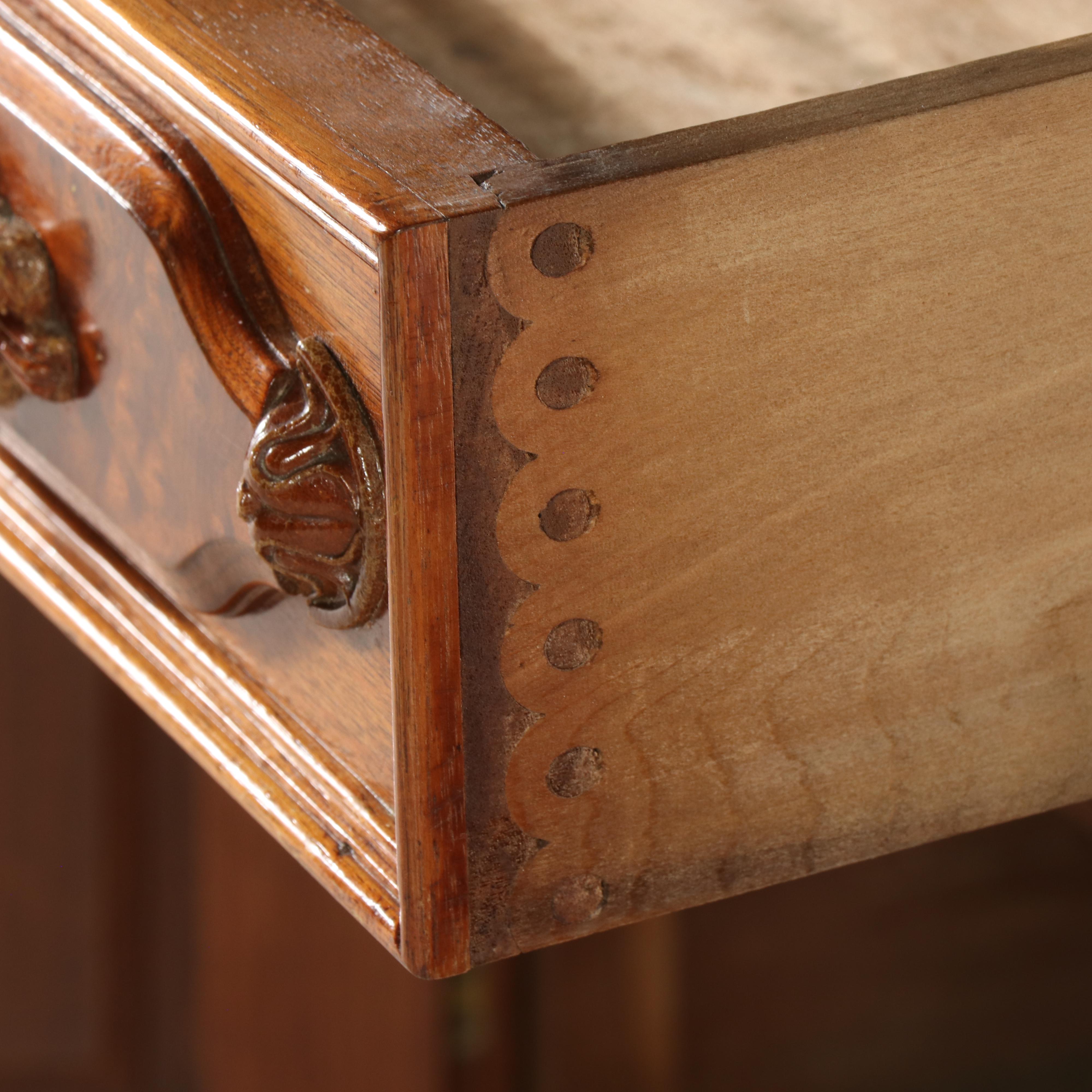 Victorian Walnut, Burl Walnut, and White Marble Washstand, Late 19th Century