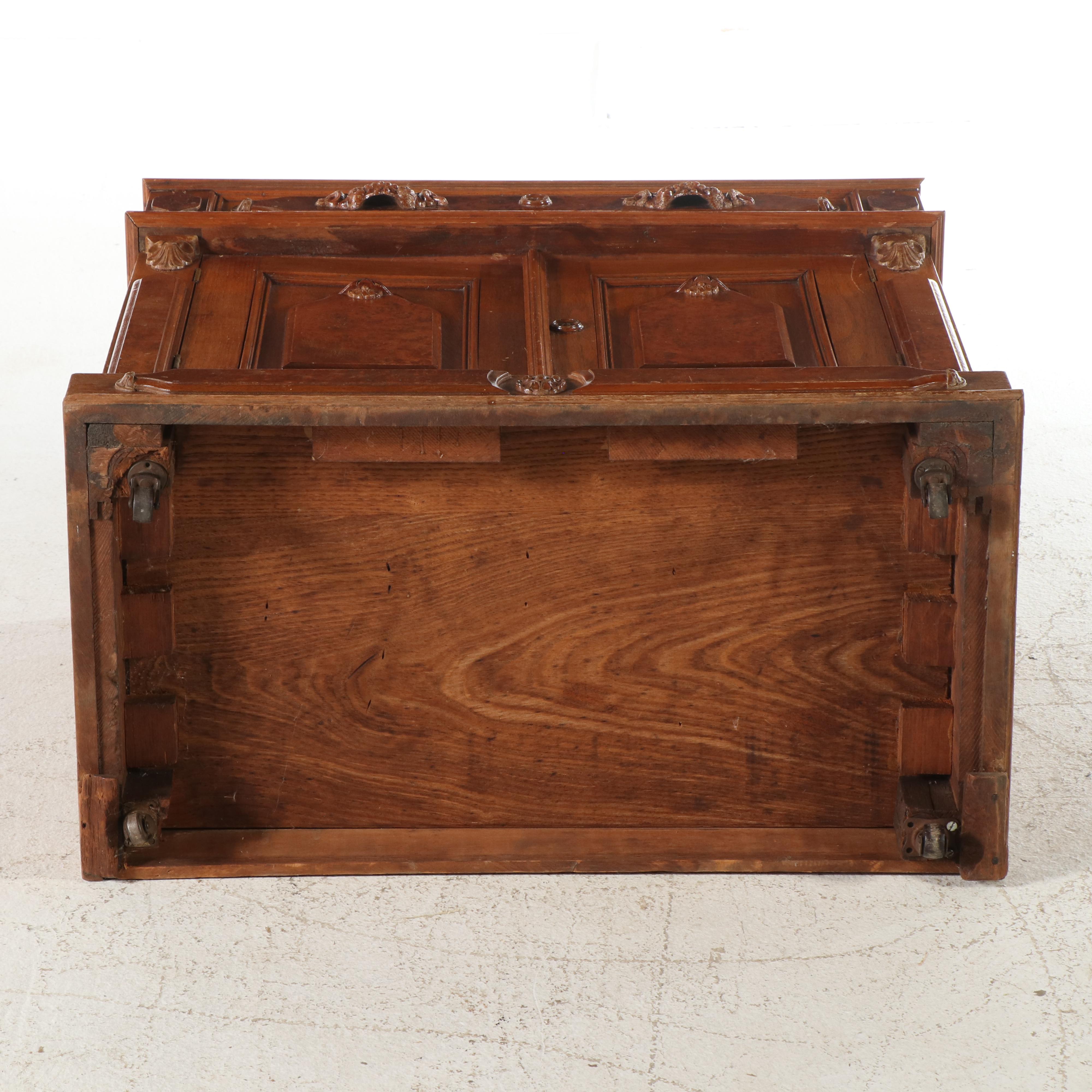 Victorian Walnut, Burl Walnut, and White Marble Washstand, Late 19th Century