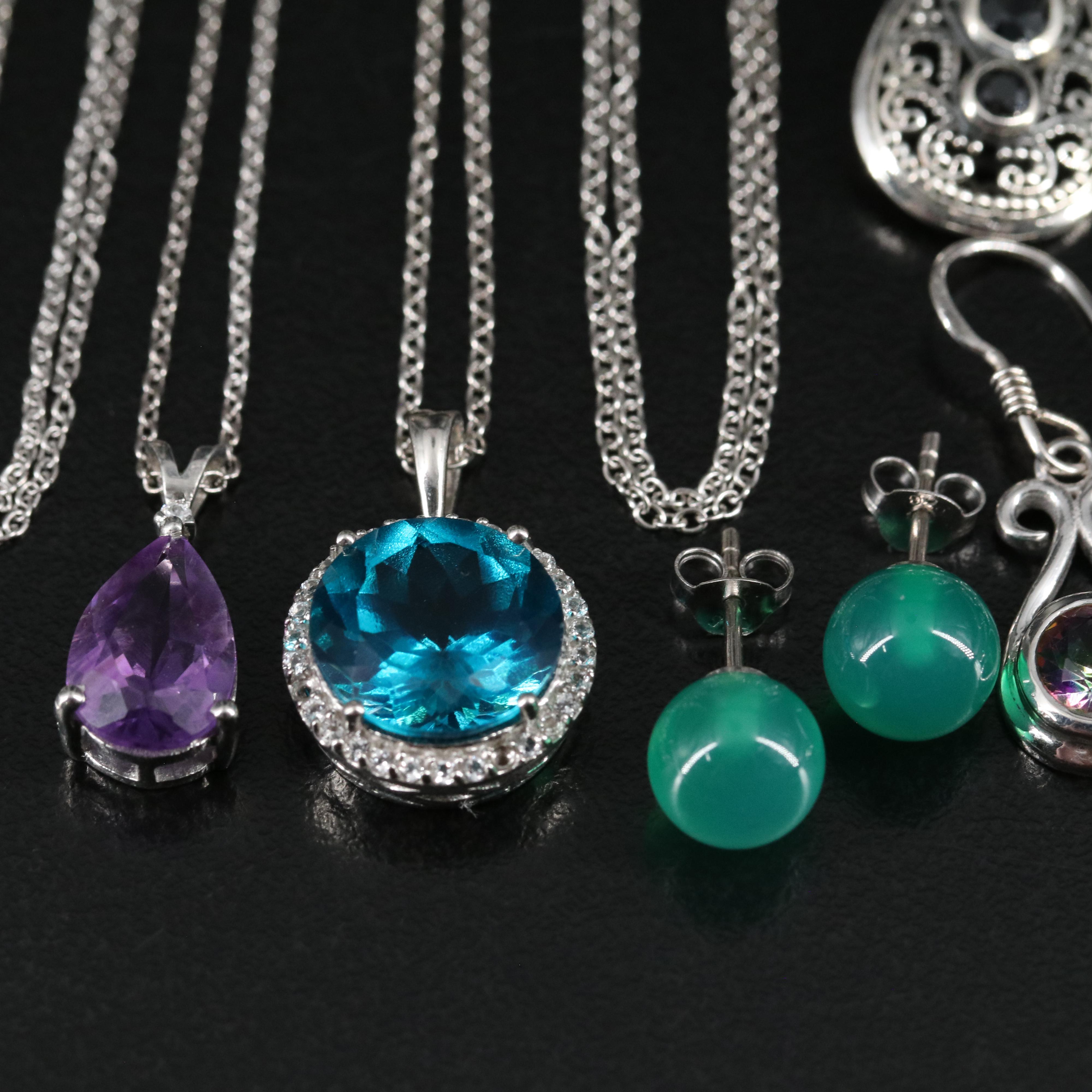 14 Assorted Sterling Silver Rings, Necklaces, and Earrings