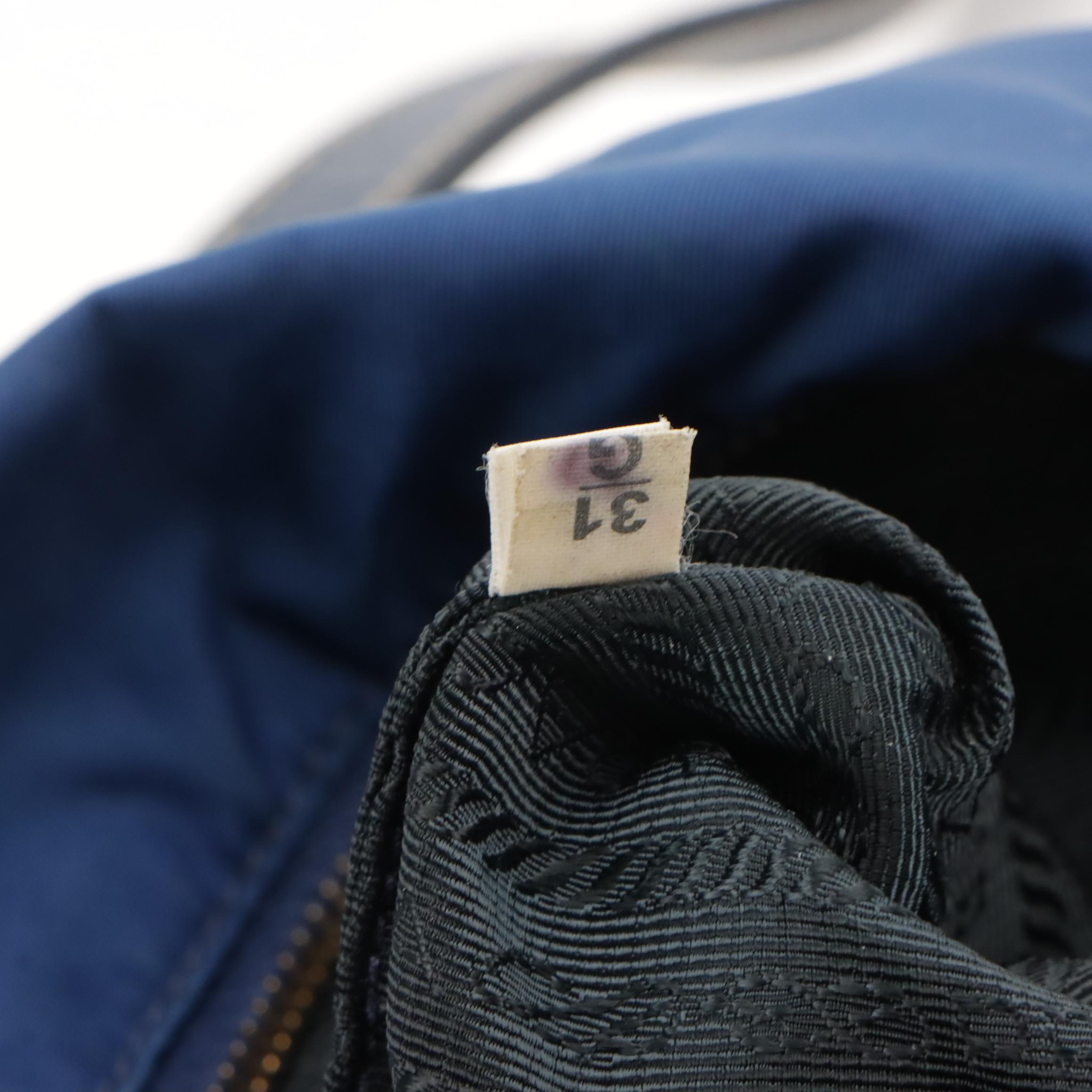 Prada Blue Tessuto Nylon and Saffiano Leather Two-Way Bag