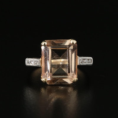 Vintage 14K Topaz and Diamond Ring with Platinum Accents Vintage 14K Topaz and Diamond Ring with Platinum Accents