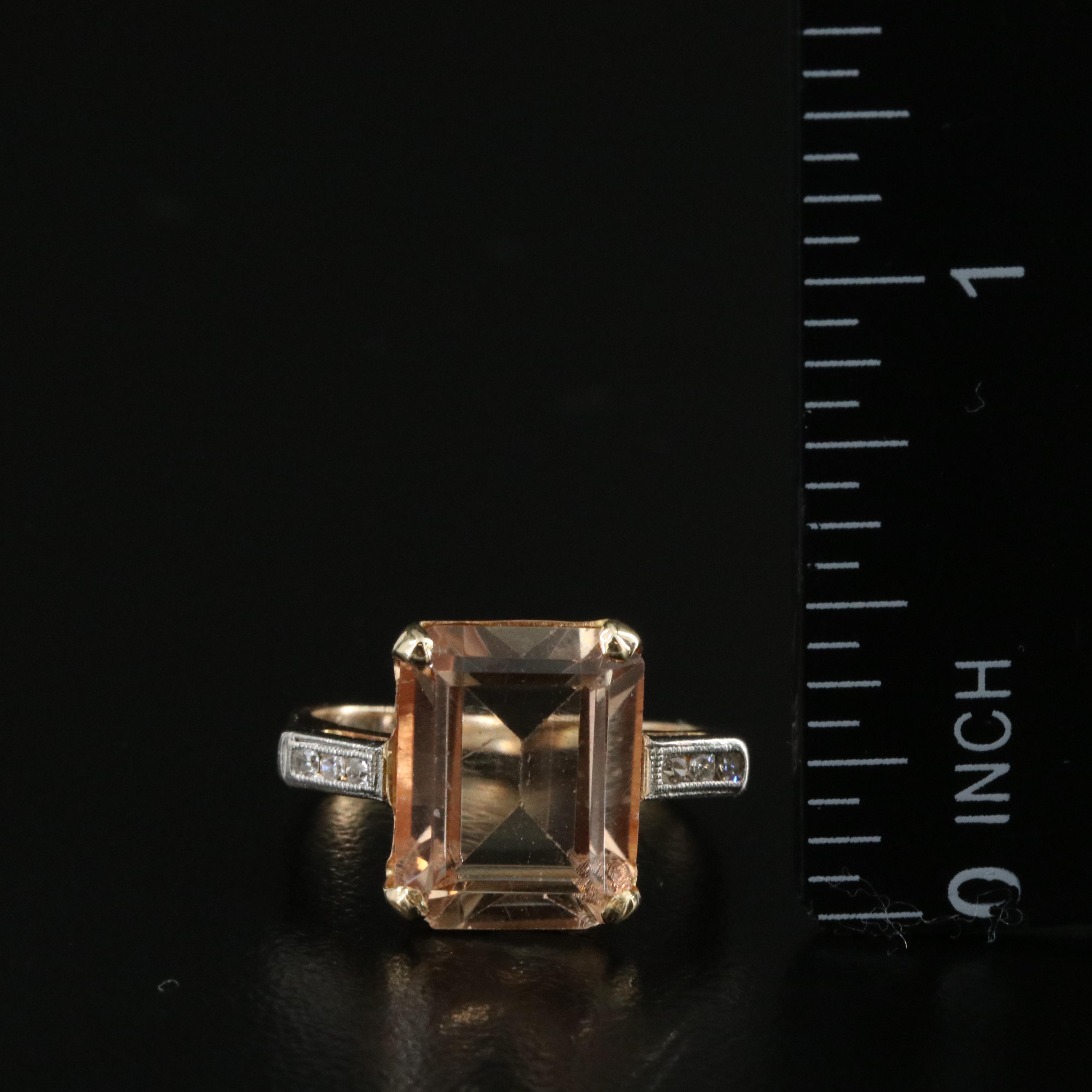 Vintage 14K Topaz and Diamond Ring with Platinum Accents