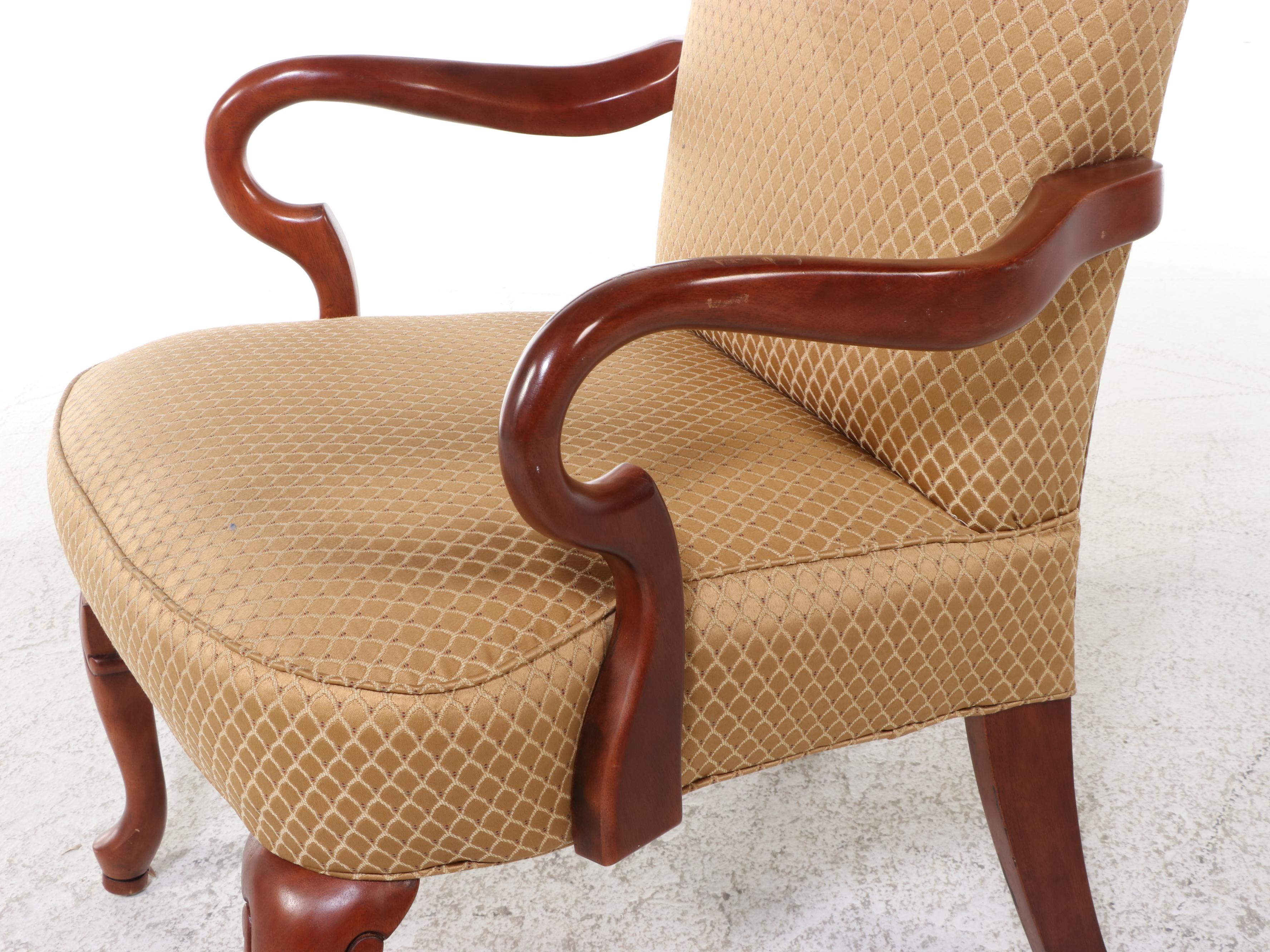Best Chairs Inc. Queen Anne Style Hardwood and Upholstered Armchair
