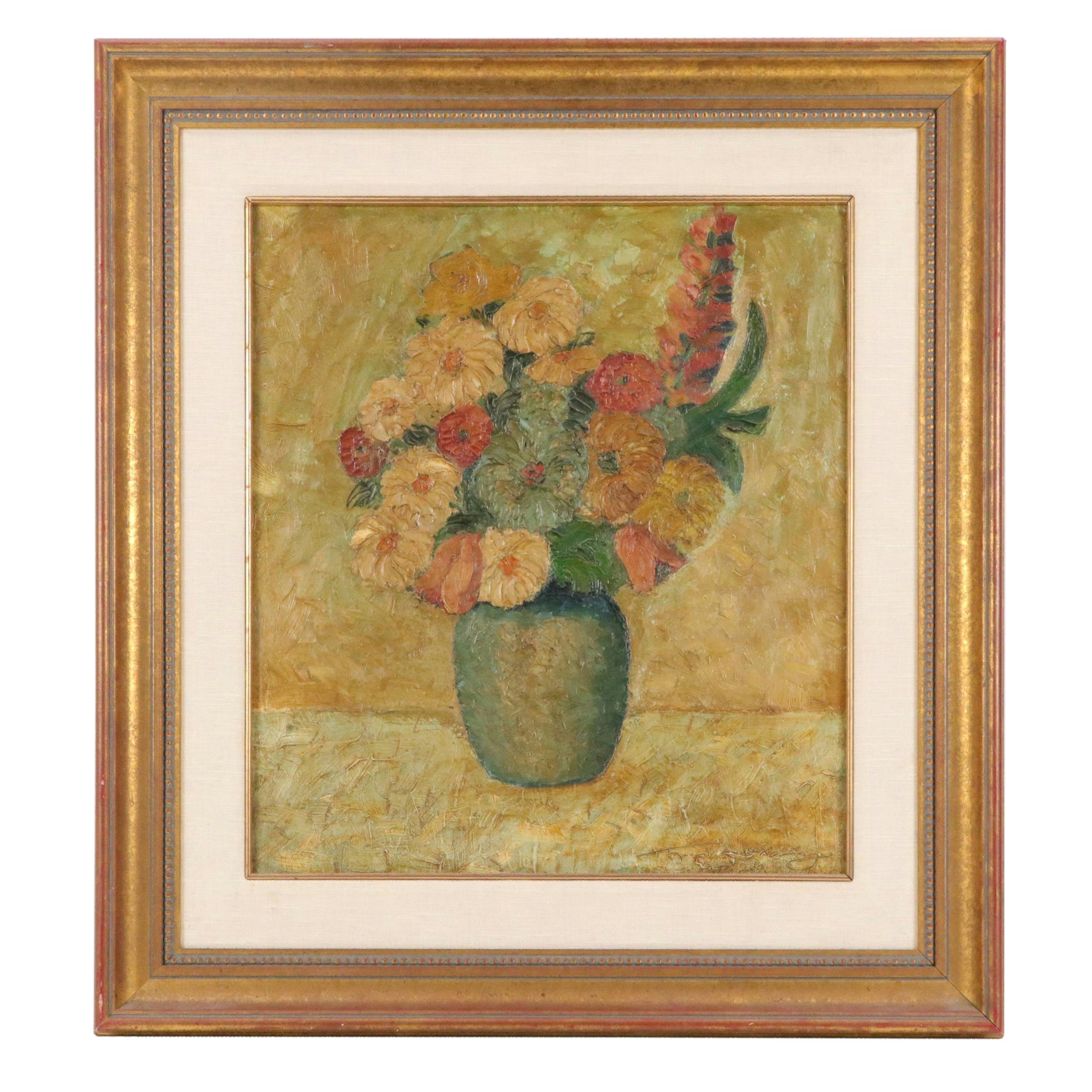 Impasto Floral Still Life Oil Painting, 1926