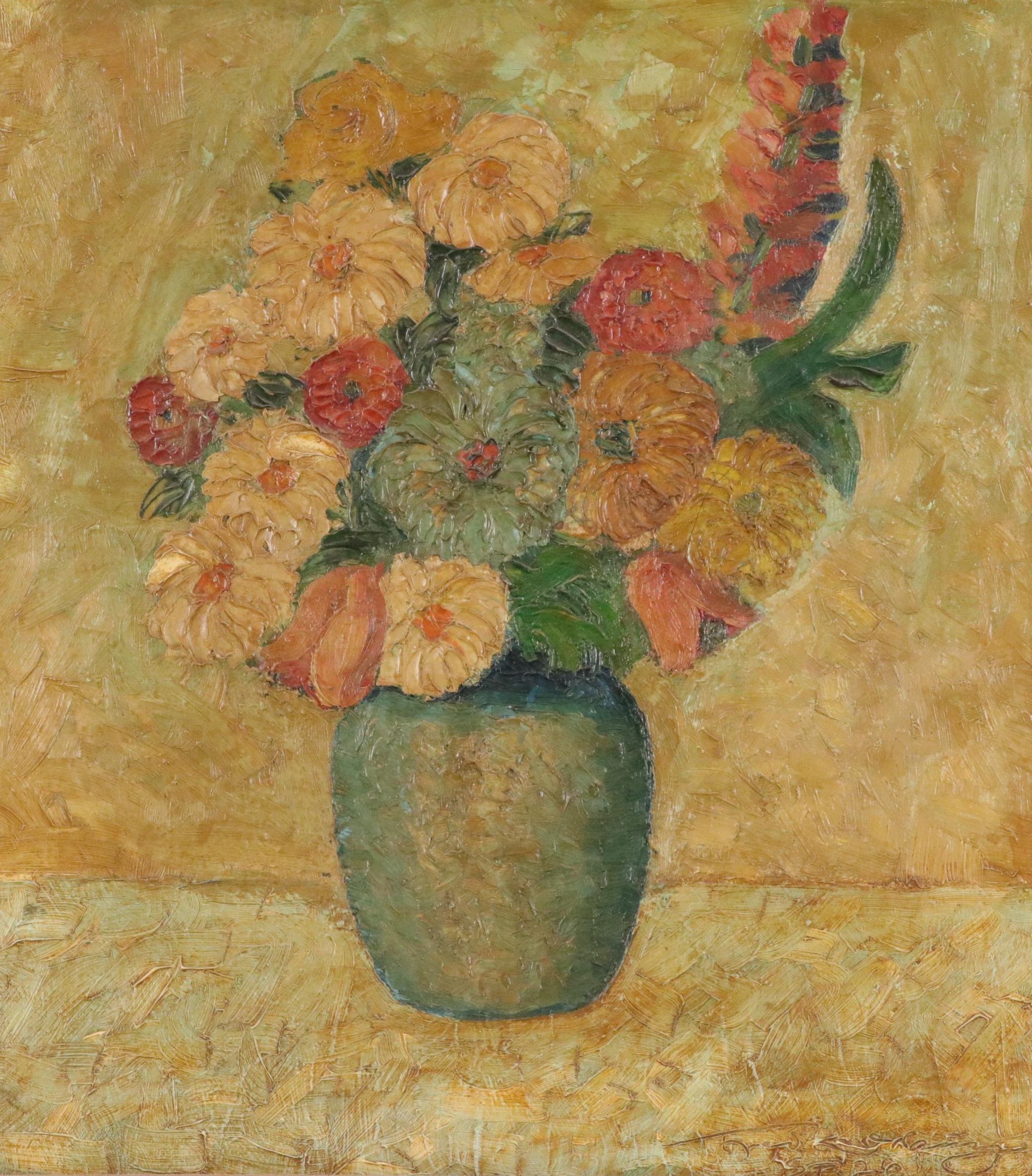 Impasto Floral Still Life Oil Painting, 1926