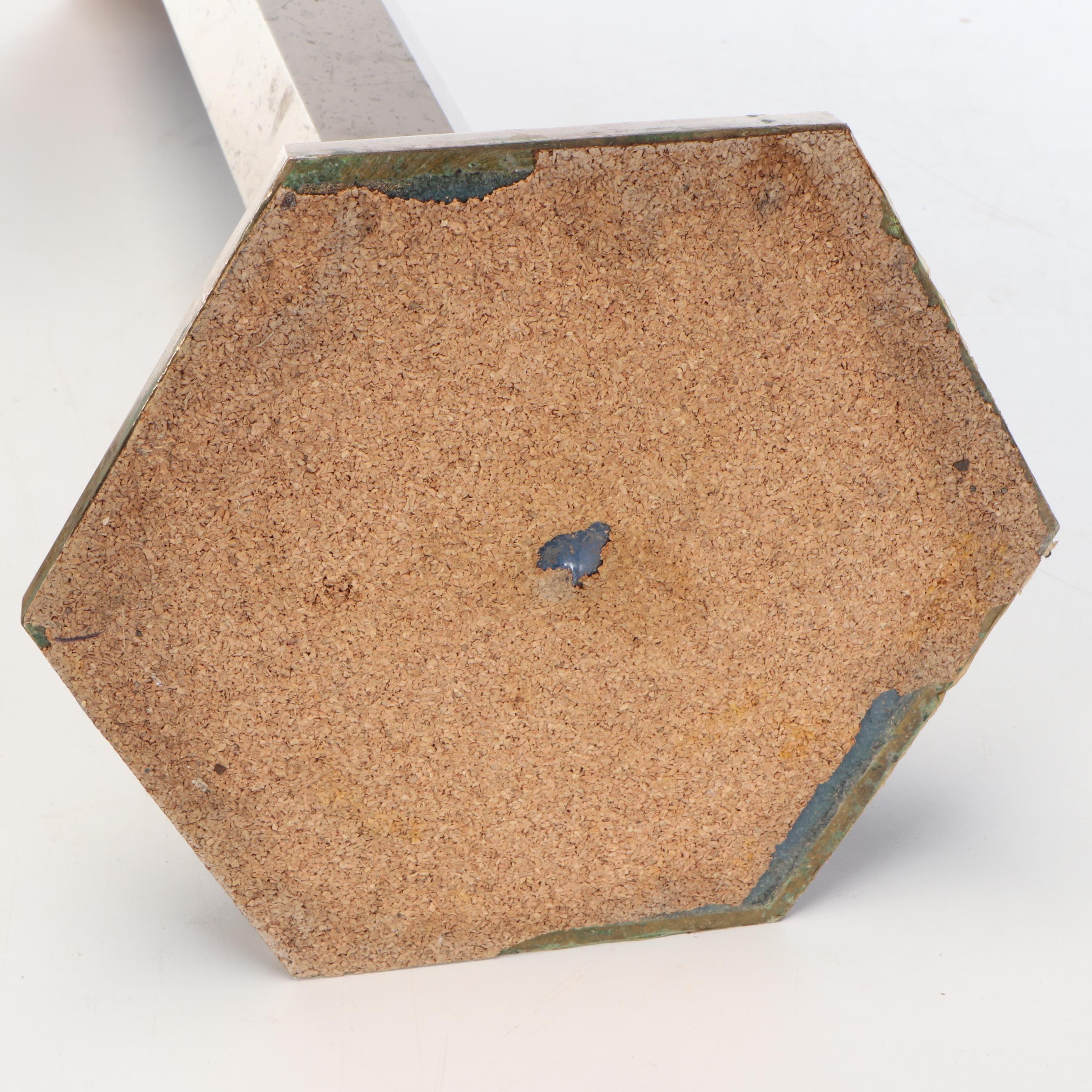 Pair of Gothic Style Brass and Copper Hexagonal Altar Candle Holders