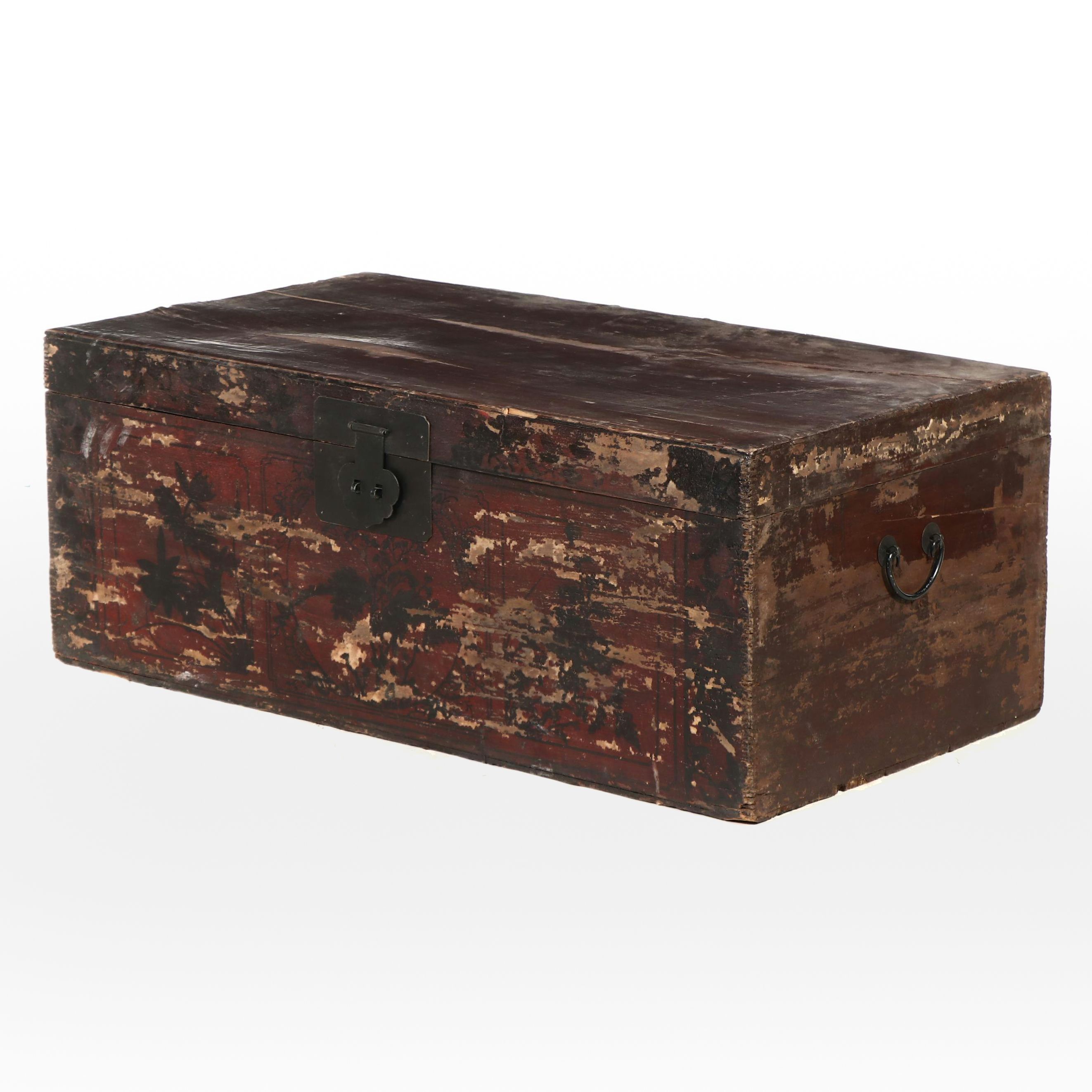 Chinese Hand-Painted Lacquerware Trunk